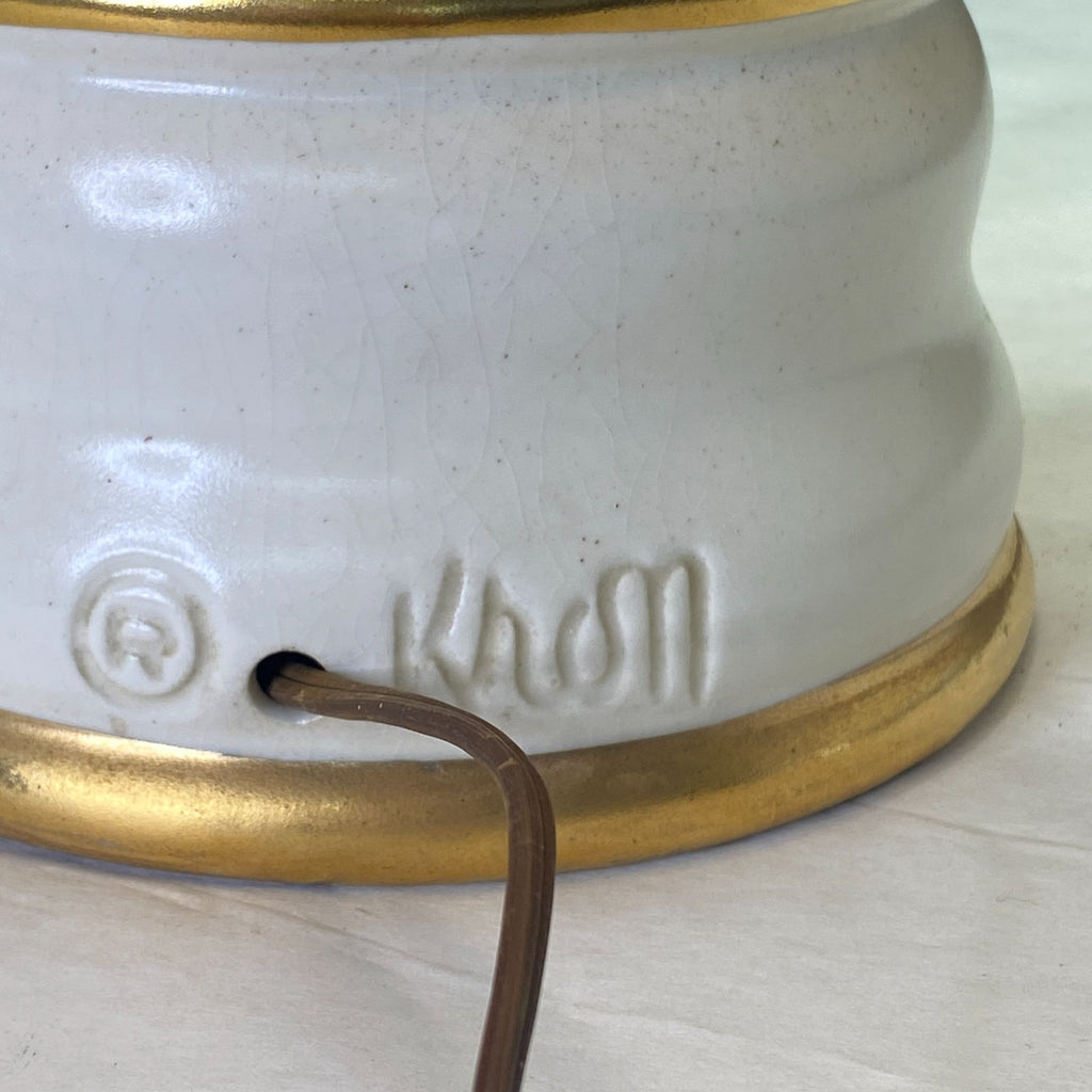 Vintage Mid Century Kron Ceramic Brown Beige Table Lamp