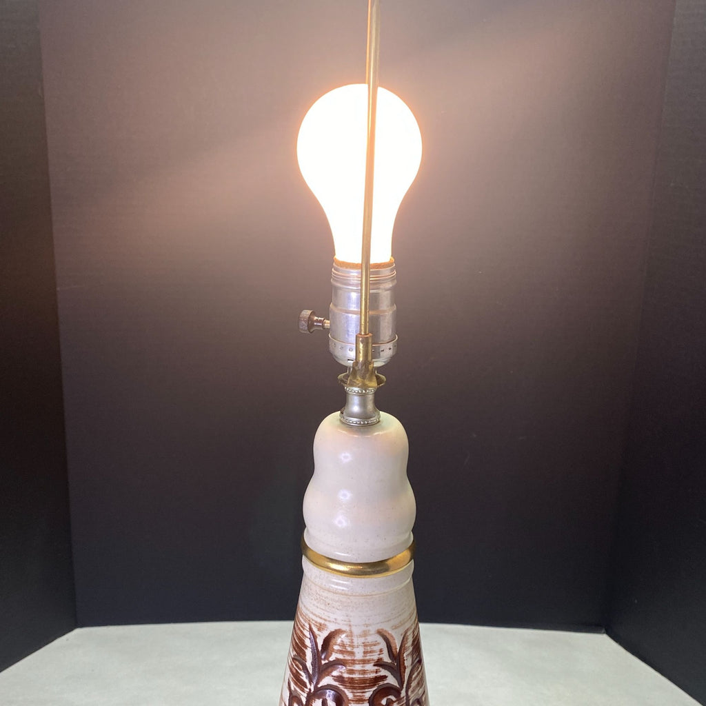 Vintage Mid Century Kron Ceramic Brown Beige Table Lamp