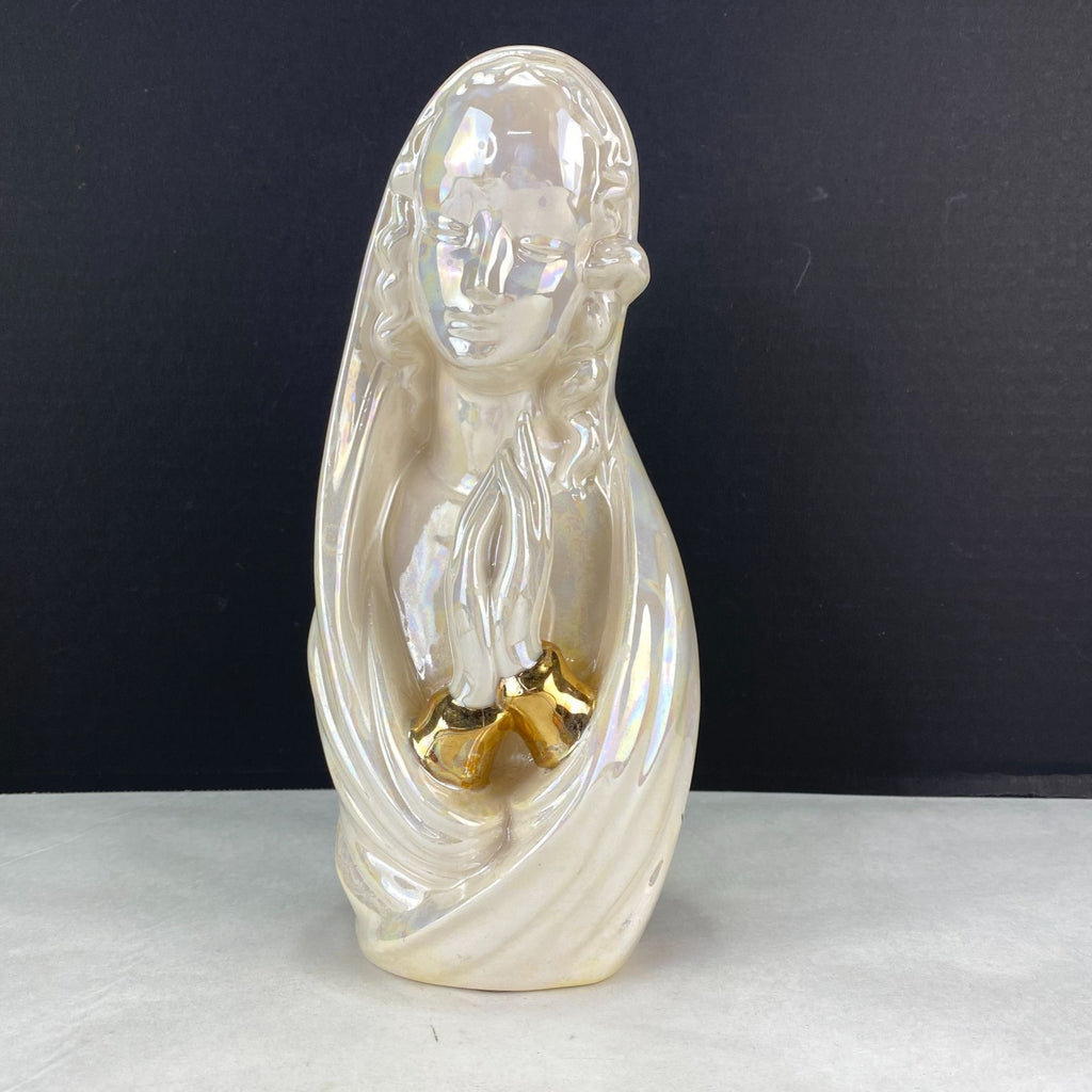 Vintage Hand Painted Lusterware Praying Mother Mary Madonna Figurine