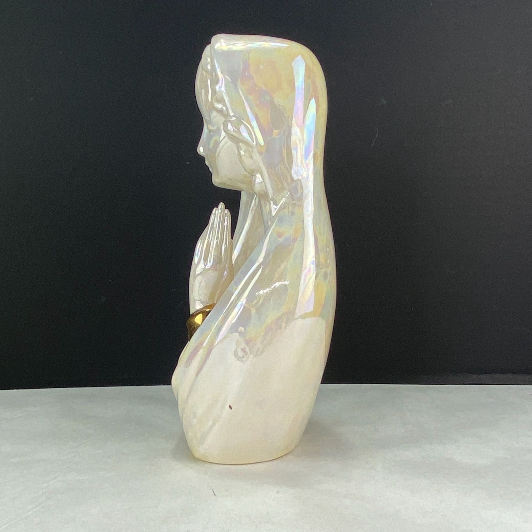 Vintage Hand Painted Lusterware Praying Mother Mary Madonna Figurine