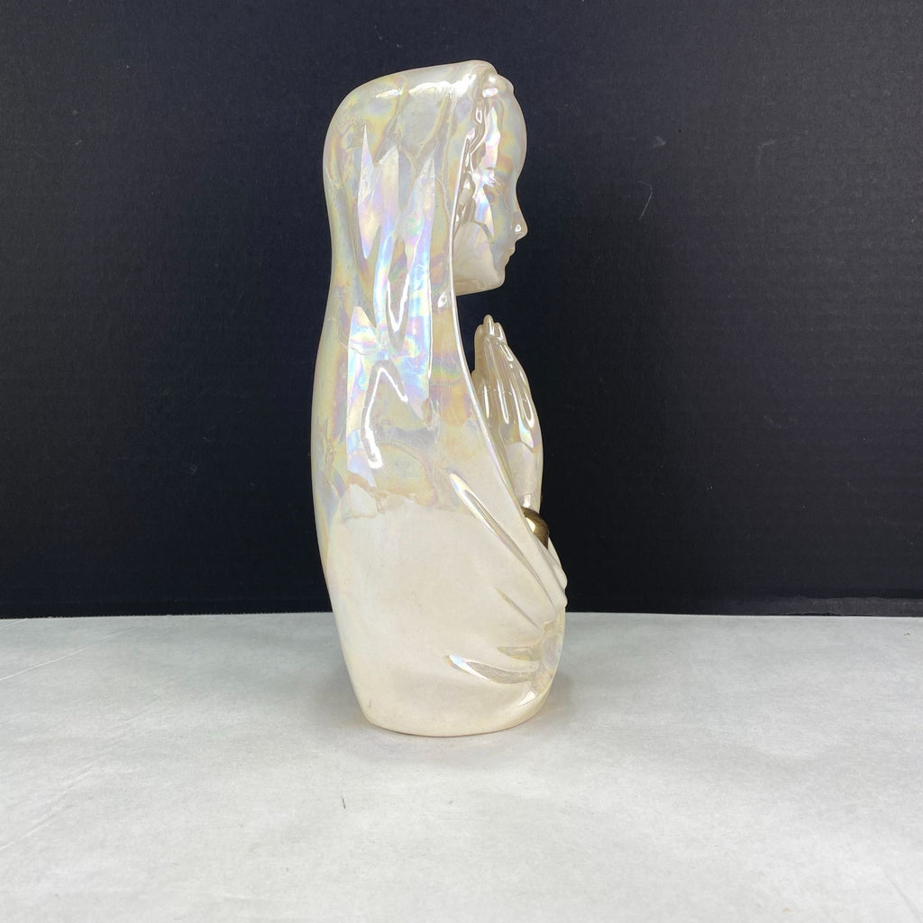 Vintage Hand Painted Lusterware Praying Mother Mary Madonna Figurine