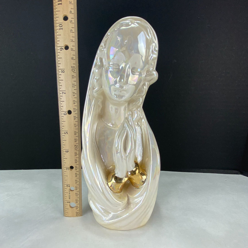 Vintage Hand Painted Lusterware Praying Mother Mary Madonna Figurine