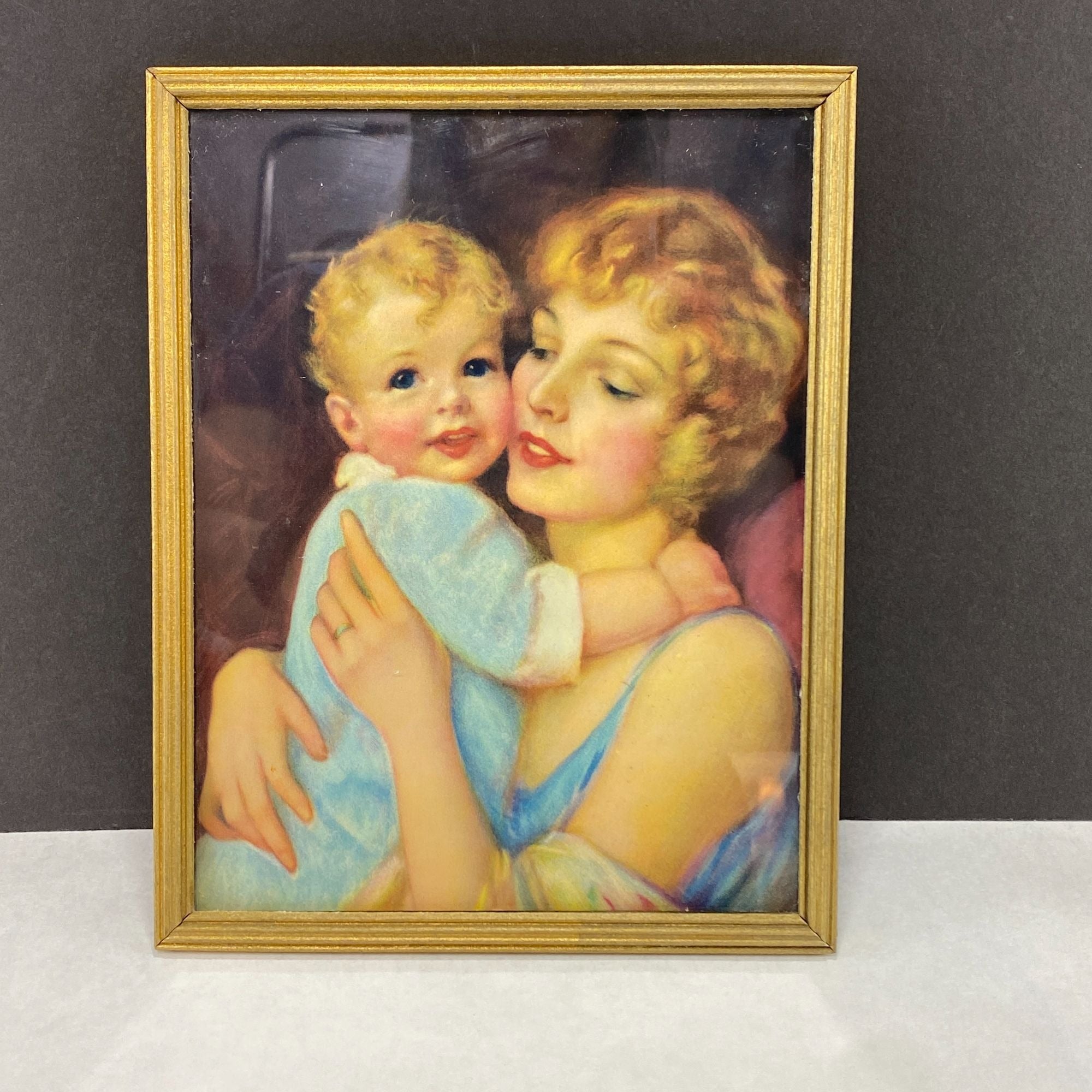 Vintage Art Deco Mother and Baby Framed Print Wall Decor