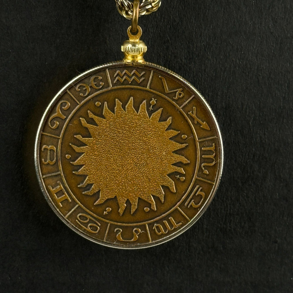 Vintage Aquarius Bronze Zodiac Medal Pendant