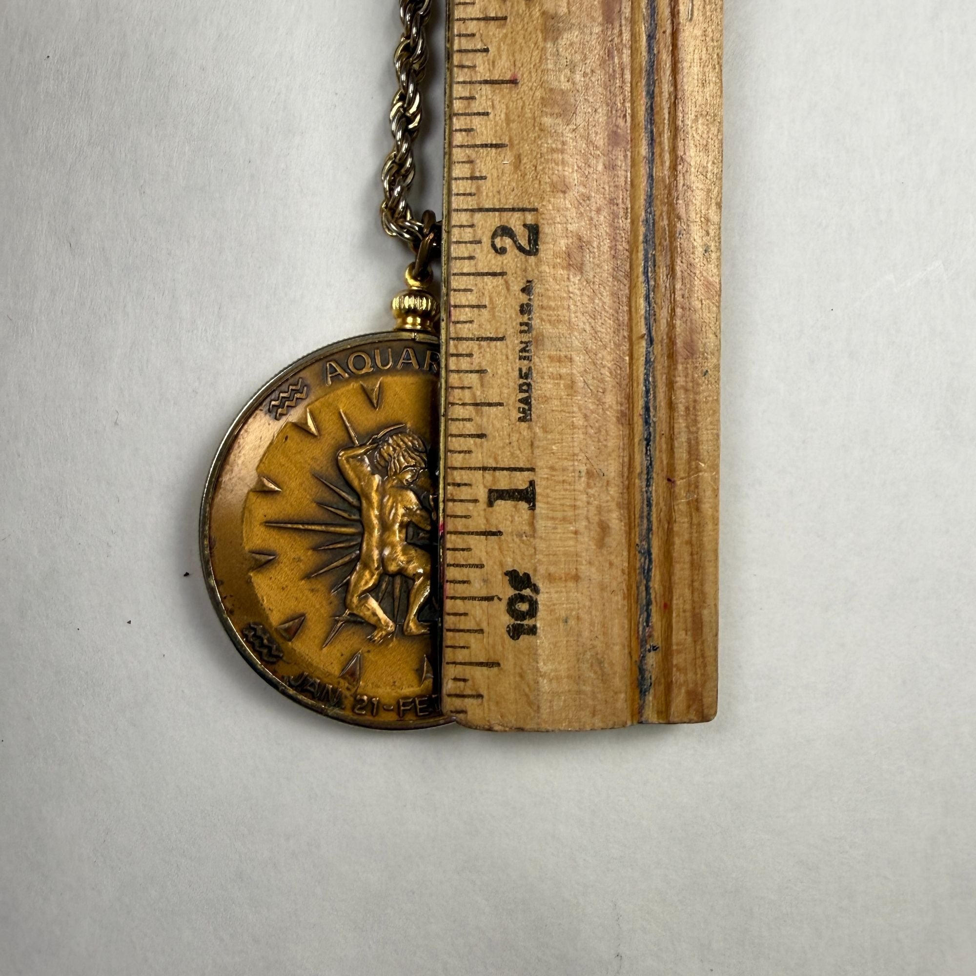 Vintage Aquarius Bronze Zodiac Medal Pendant