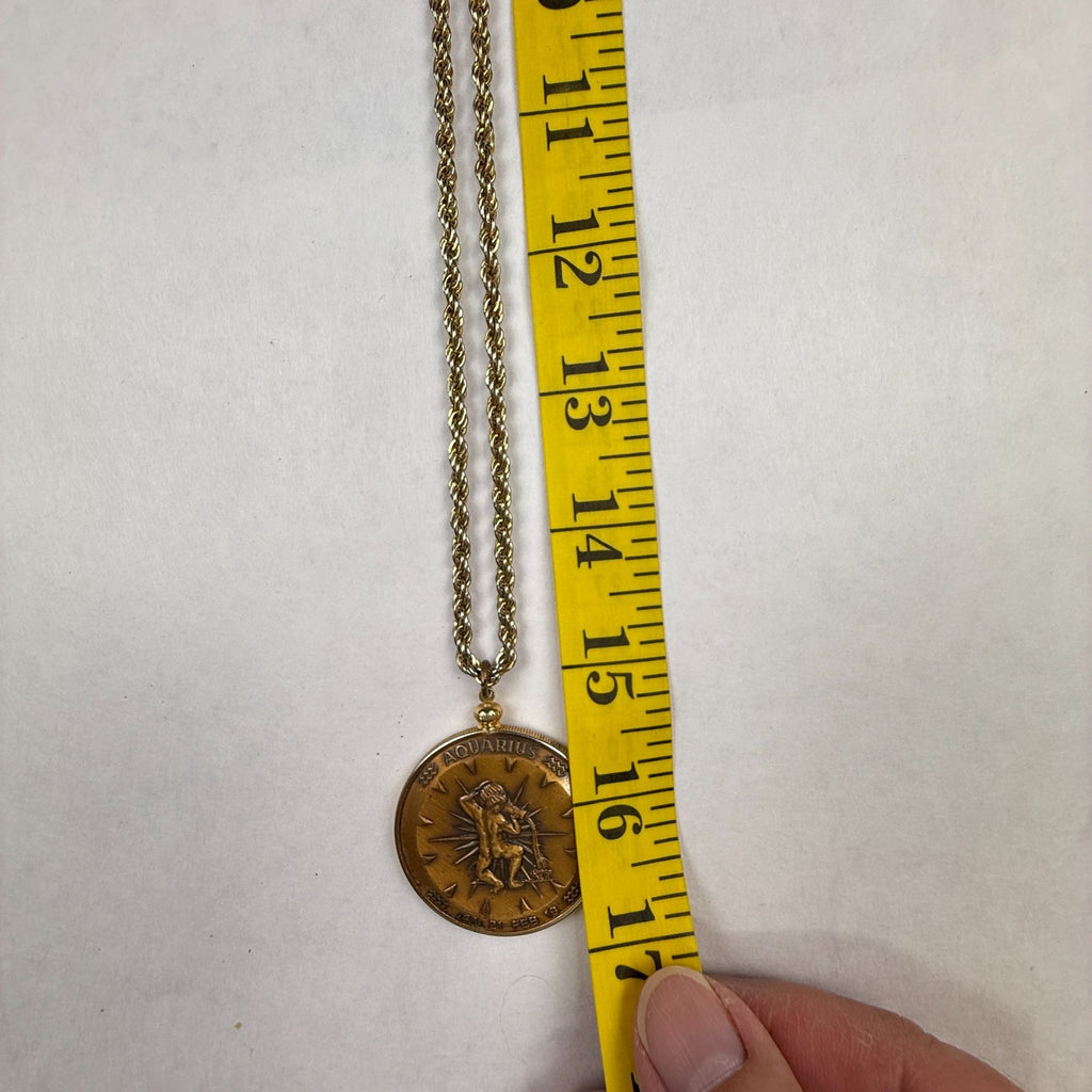 Vintage Aquarius Bronze Zodiac Medal Pendant