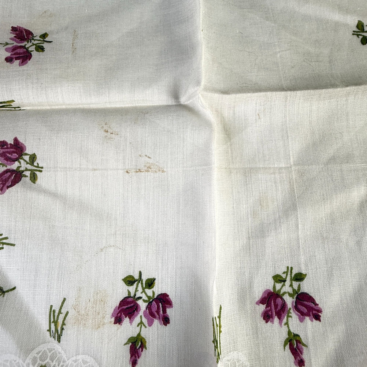 Vintage Floral Handkerchiefs Lot of 5 Crochet Lace Edging Hankies