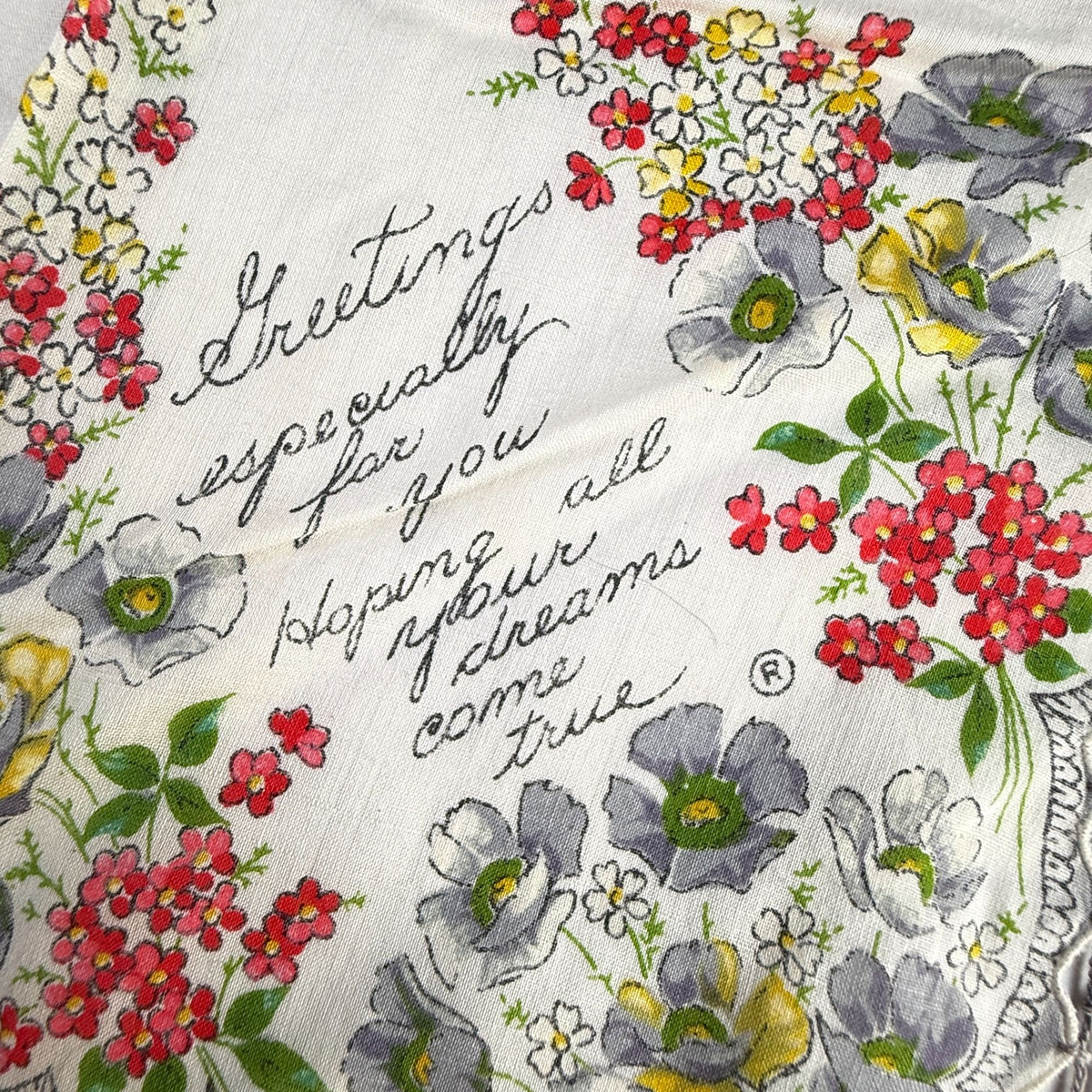 Vintage Floral Handkerchiefs Lot of 5 Crochet Lace Edging Hankies