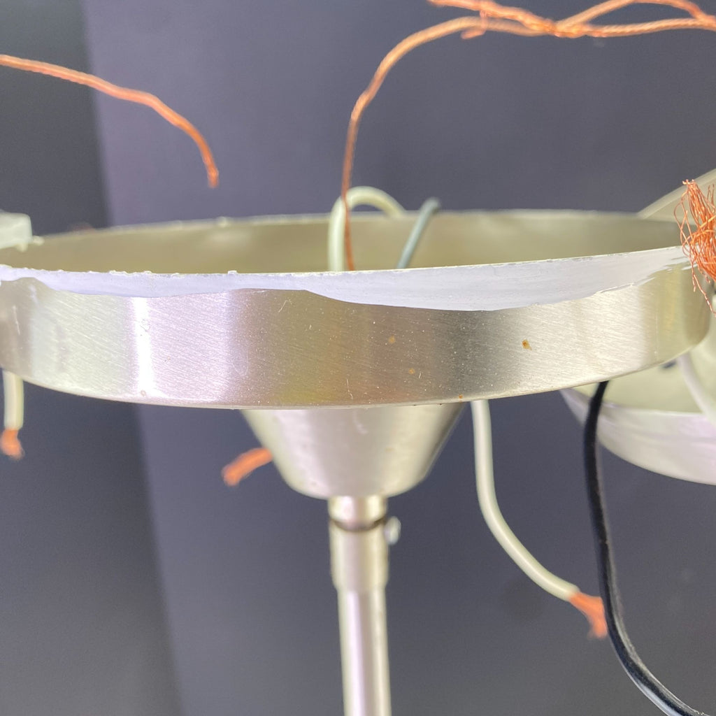 Set Of 4 Brushed Nickel Pendant Lights With 3 Red Swirl Glass Shades