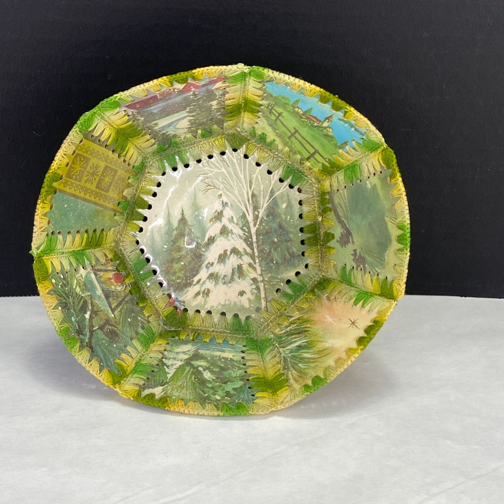 Vintage Retro Crochet Christmas Card Bowl Basket