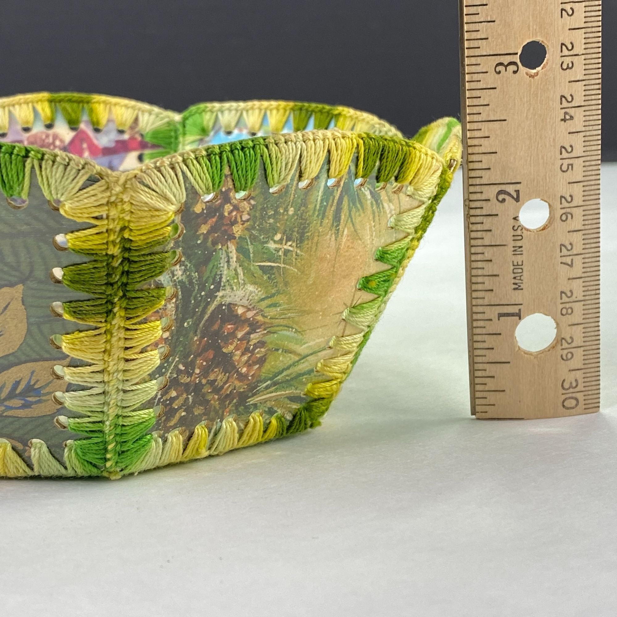 Vintage Retro Crochet Christmas Card Bowl Basket