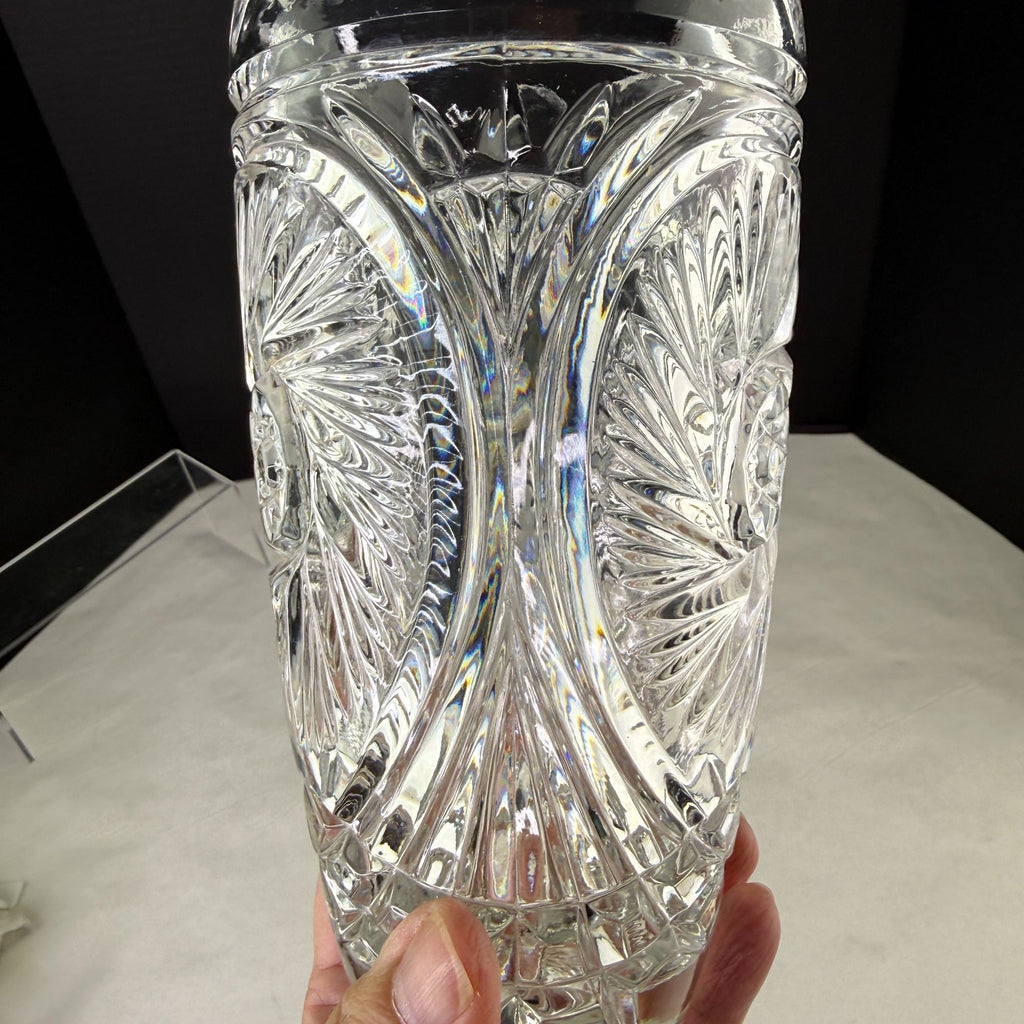 Vintage Lead Crystal Glass Vase Whirling Pinwheel Star