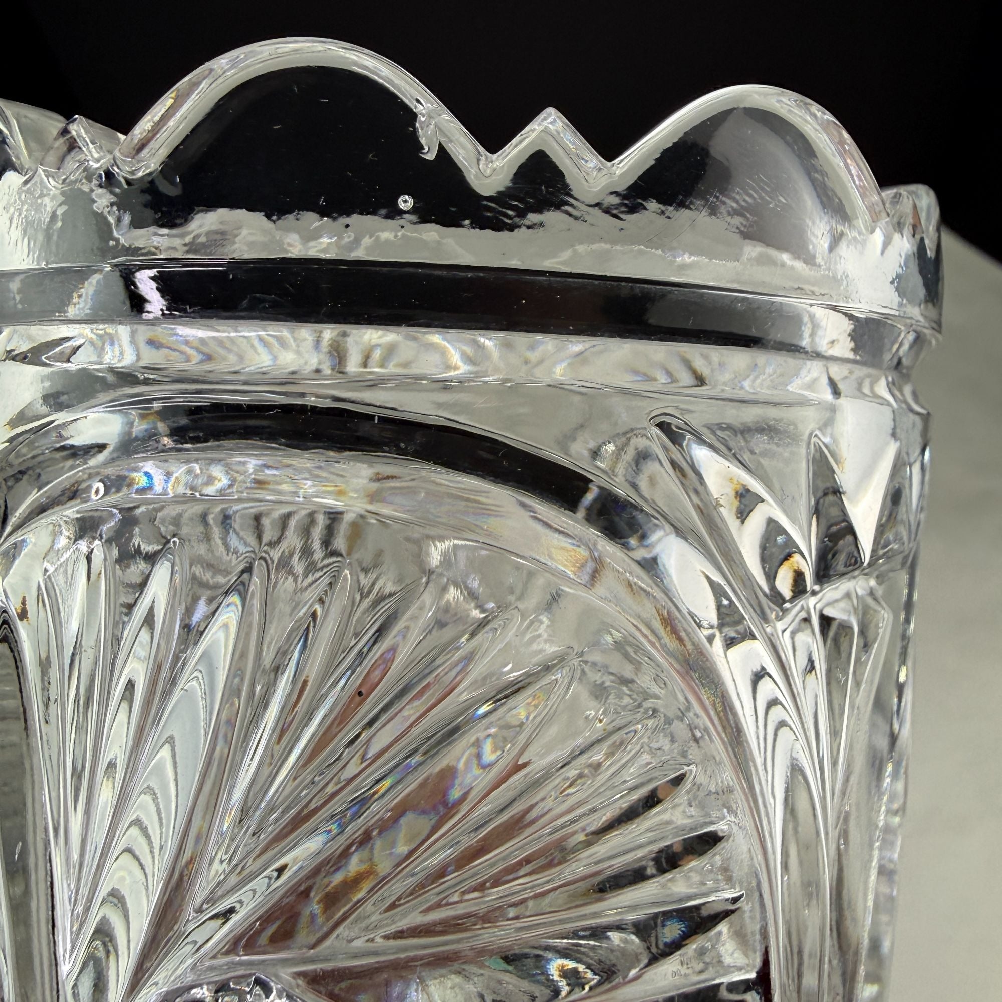 Vintage Lead Crystal Glass Vase Whirling Pinwheel Star