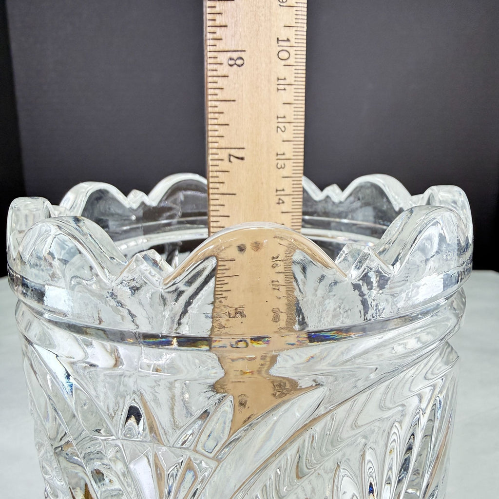 Vintage Lead Crystal Glass Vase Whirling Pinwheel Star