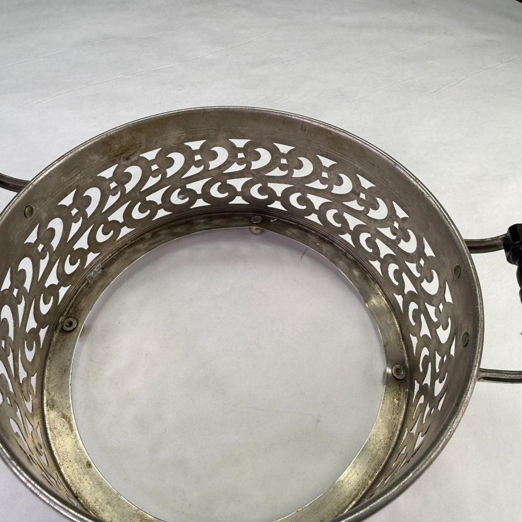Vintage Manning Bowman Filigree Silverplate Serving Dish Ring With Handles