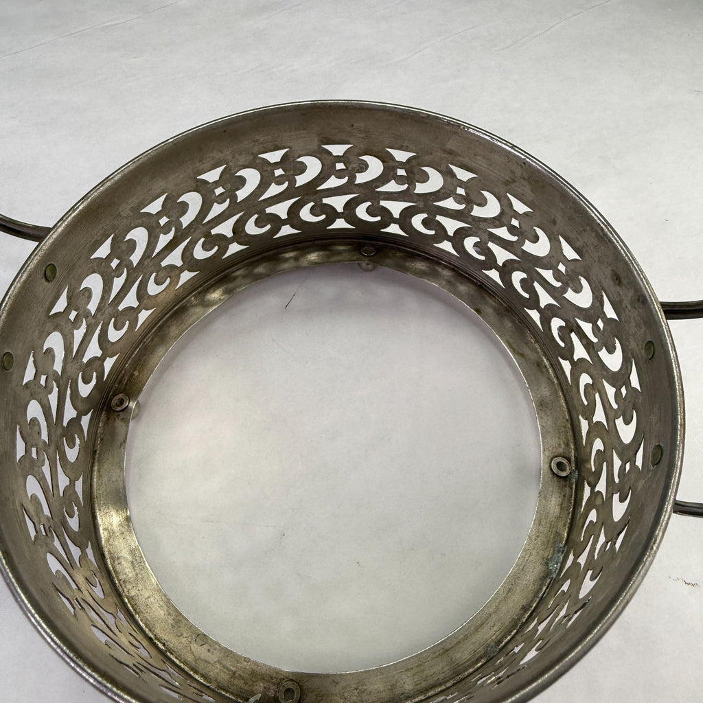 Vintage Manning Bowman Filigree Silverplate Serving Dish Ring With Handles
