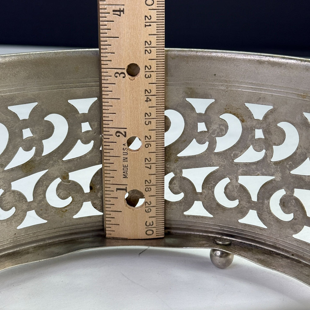 Vintage Manning Bowman Filigree Silverplate Serving Dish Ring With Handles