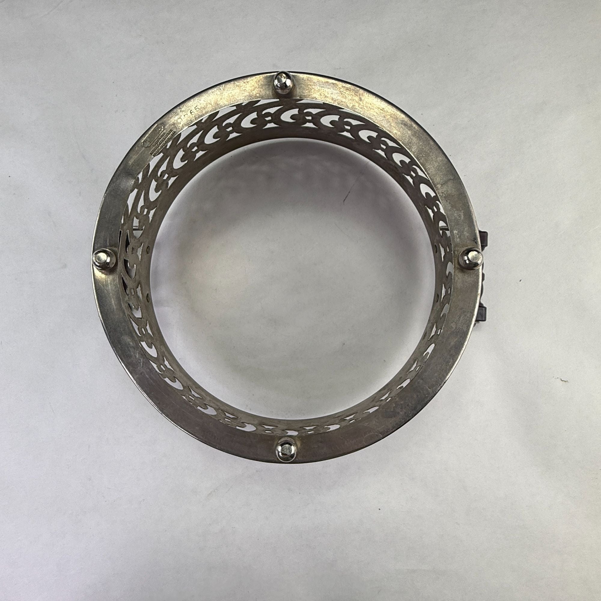 Vintage Manning Bowman Filigree Silverplate Serving Dish Ring With Handles