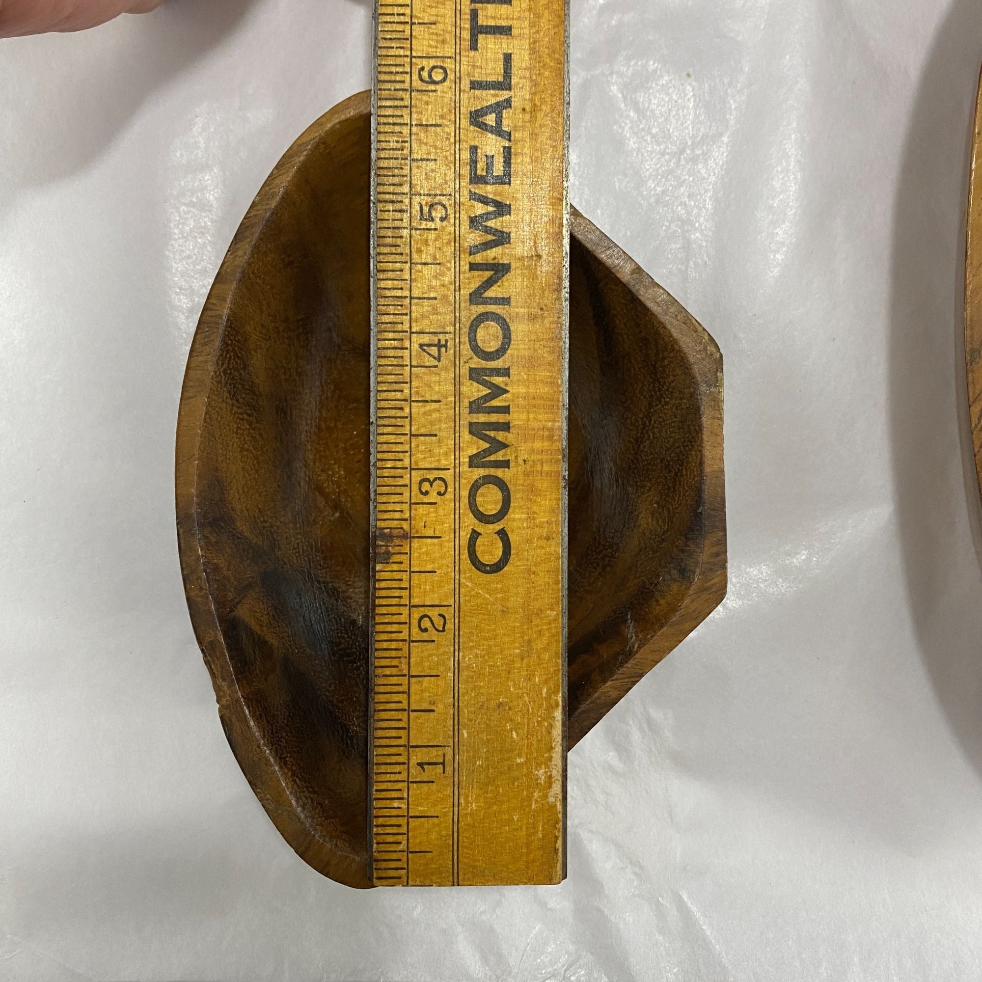 Vintage Monkey Pod Style Wood Triangle Nut Candy Trinket Bowls Set Of 4