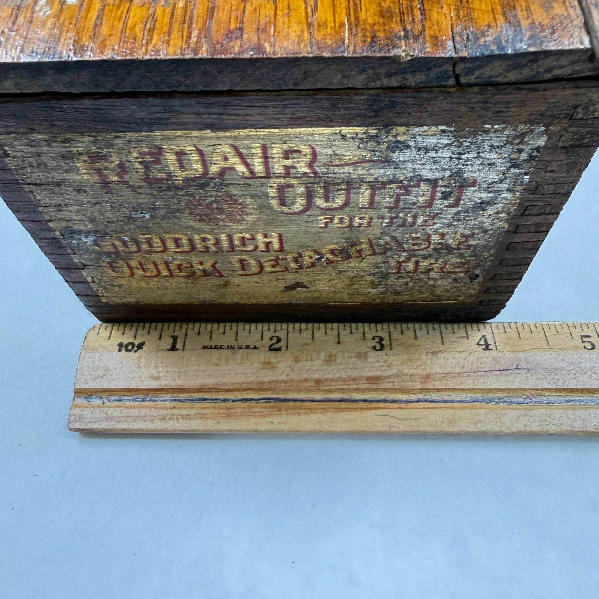 Vintage Goodrich Quick Detachable Tire Repair Outfit Wood Box Crate