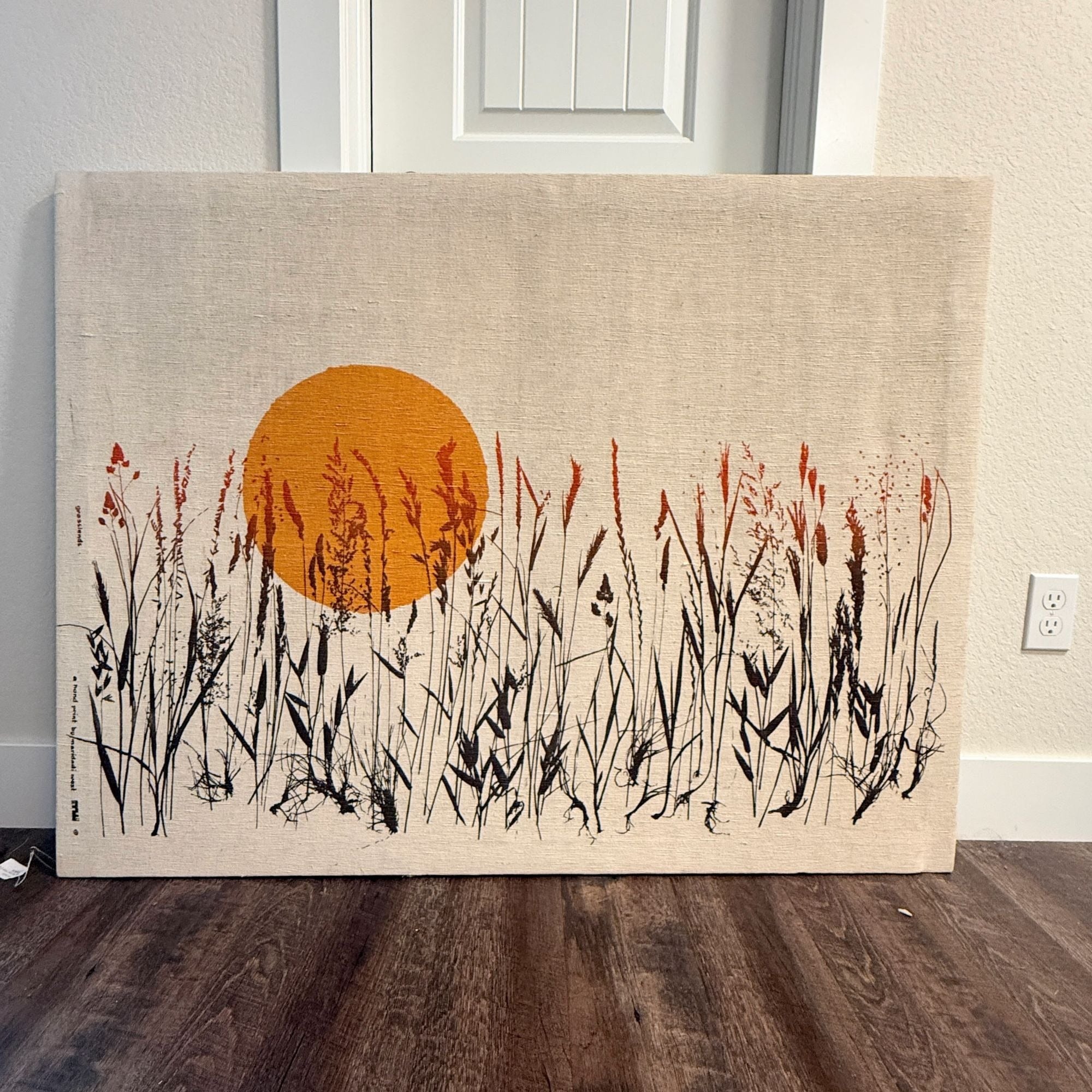 Vintage Maridadi West Grasslands Hand Painted Fabric Wall Art