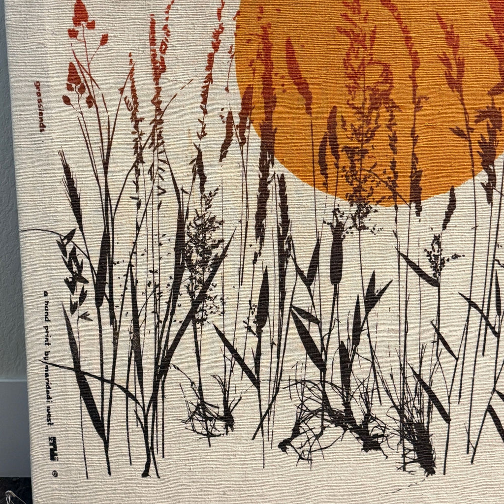 Vintage Maridadi West Grasslands Hand Painted Fabric Wall Art