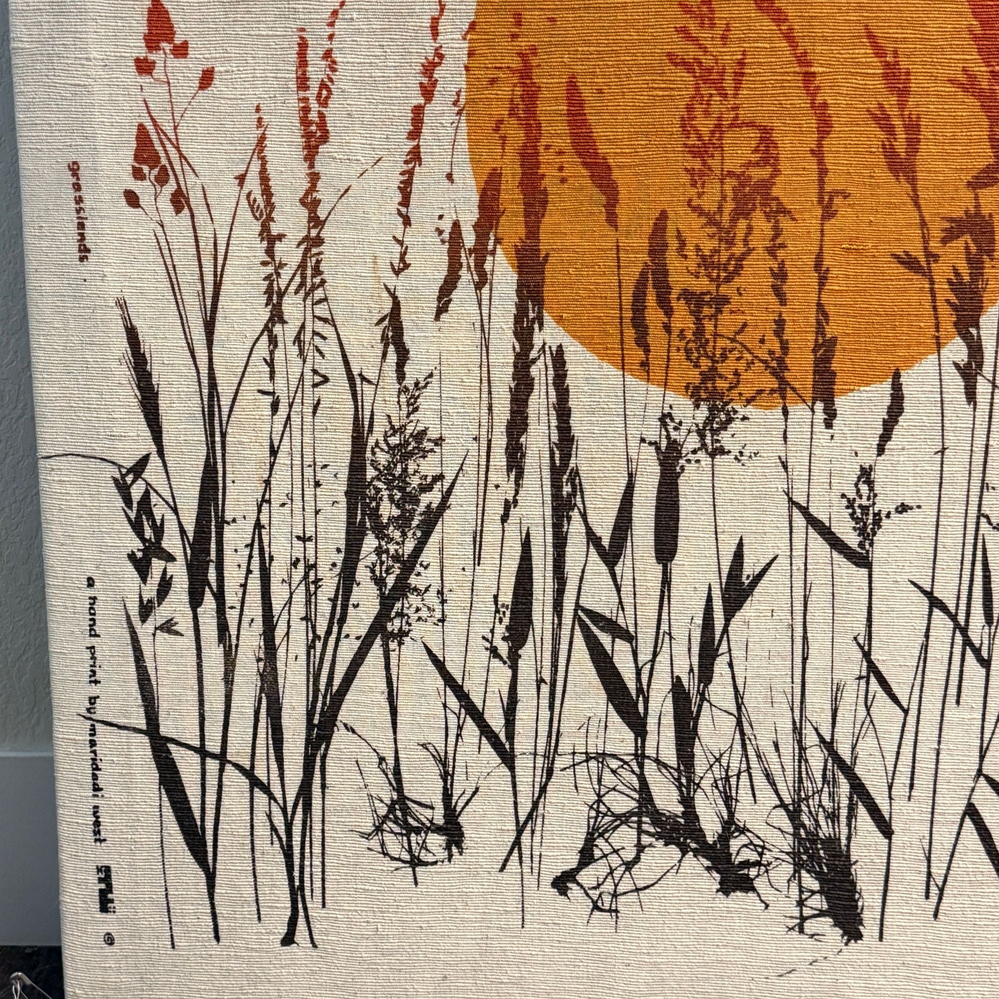 Vintage Maridadi West Grasslands Hand Painted Fabric Wall Art