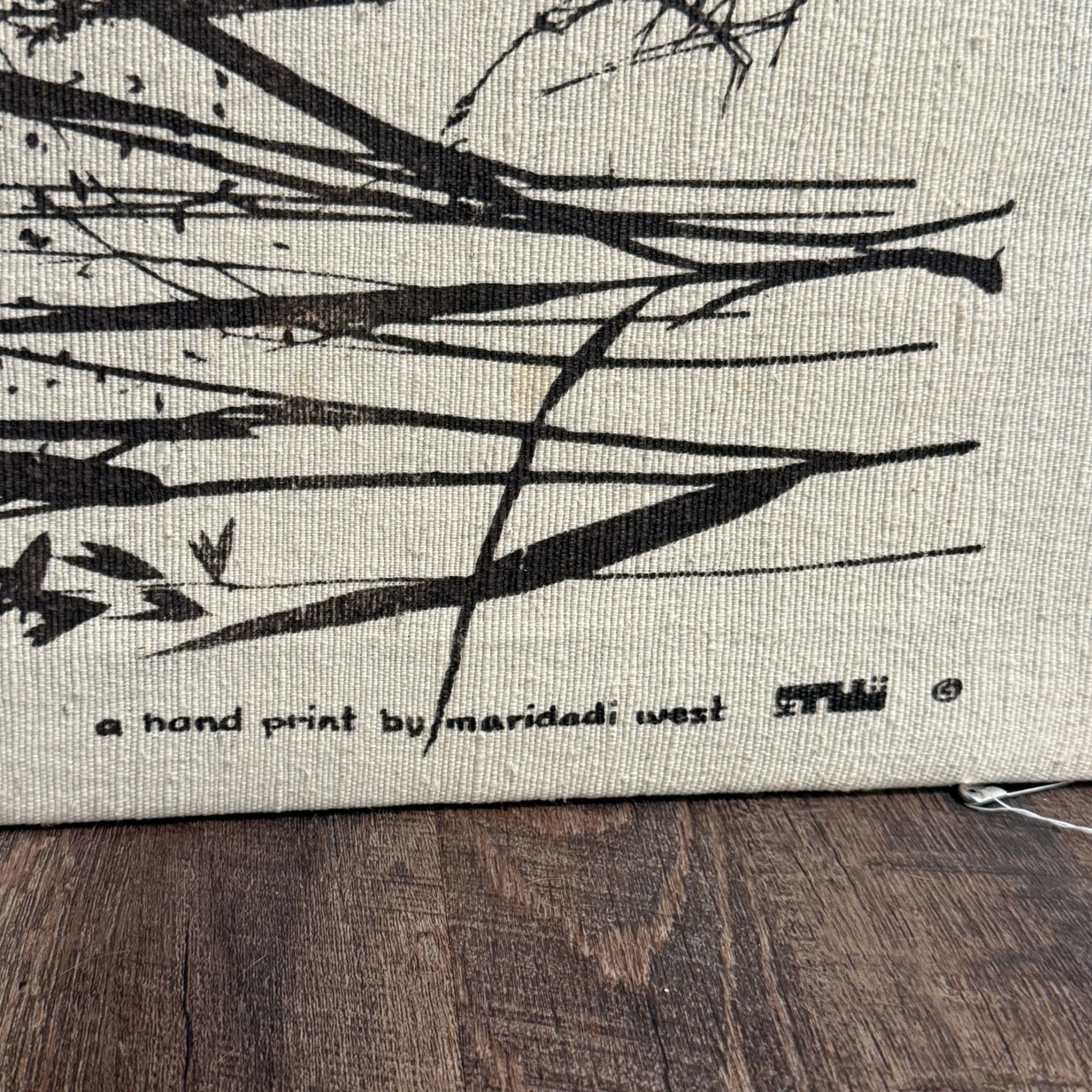 Vintage Maridadi West Grasslands Hand Painted Fabric Wall Art