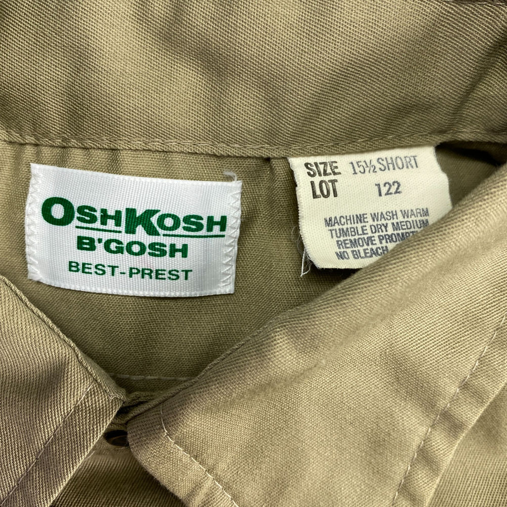 OshKosh B'Gosh Best Prest Long Sleeve Khaki Size 15.5 Short