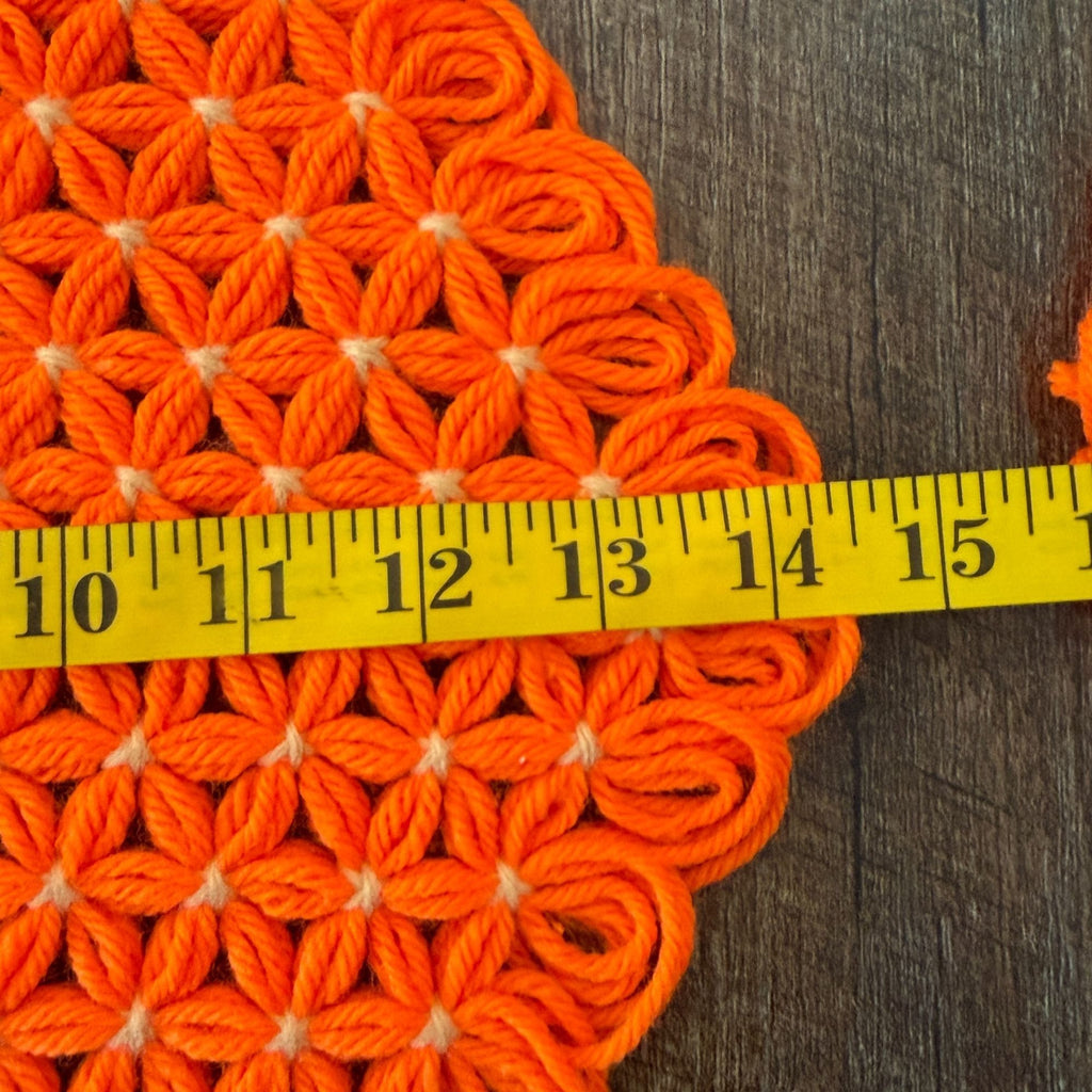 Retro Orange Crochet Placemats Trivets Coasters 10 Piece Kitchen Table Set