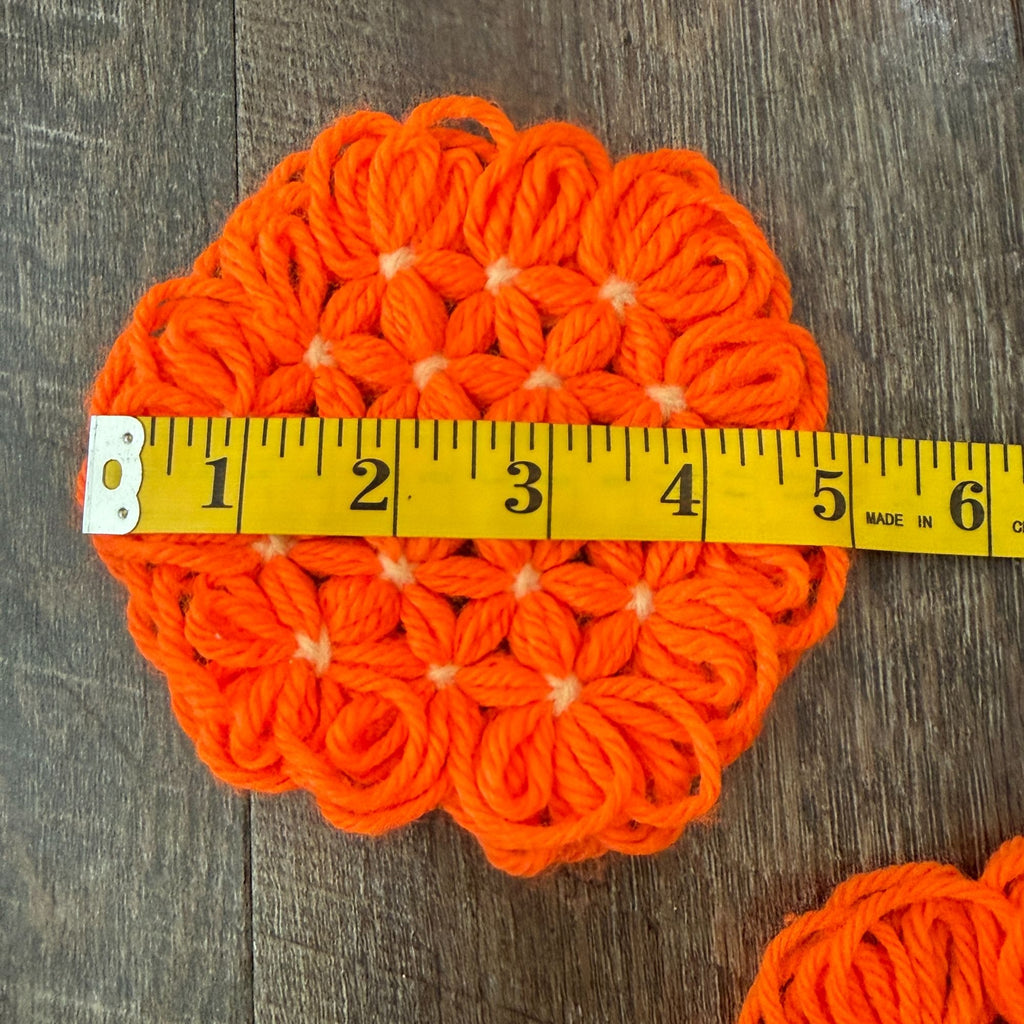 Retro Orange Crochet Placemats Trivets Coasters 10 Piece Kitchen Table Set