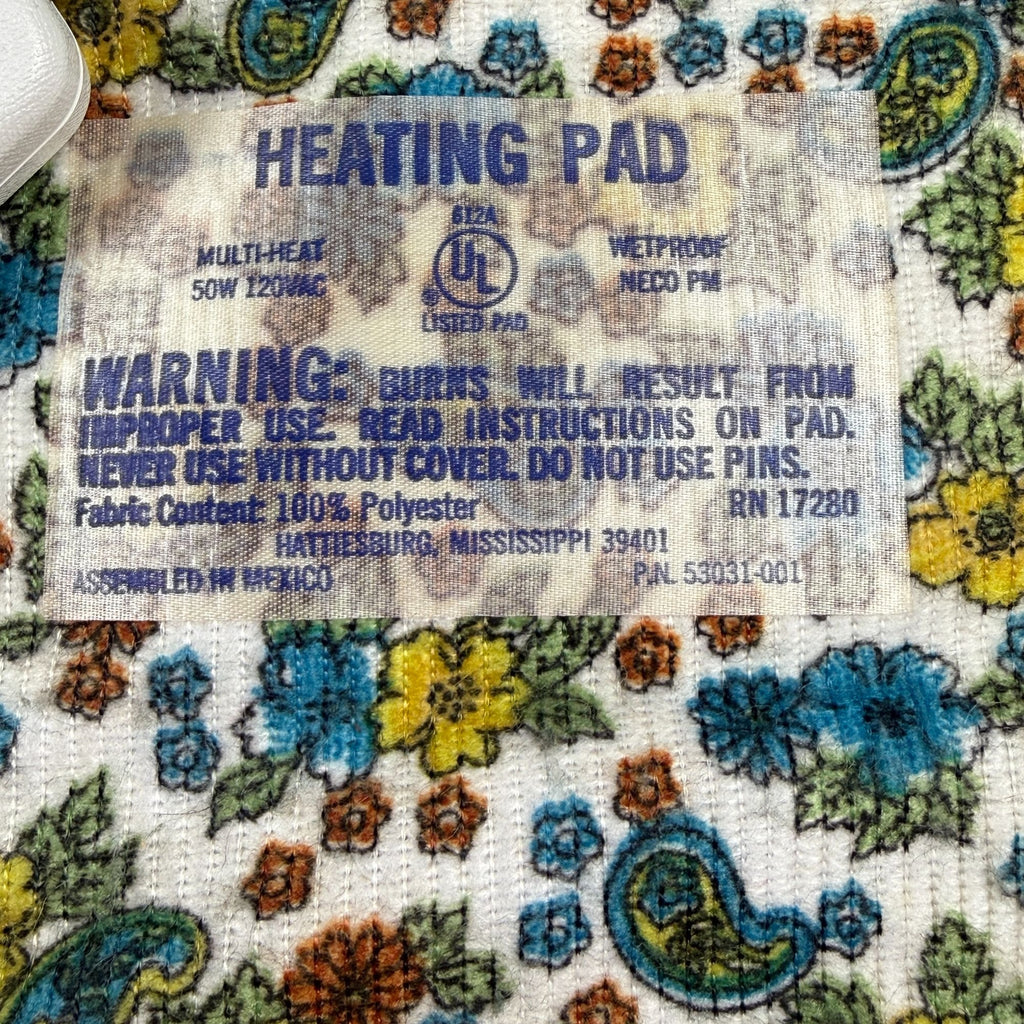 Vintage Therma Dial Heating Pad Blue & Yellow Floral Paisley Design