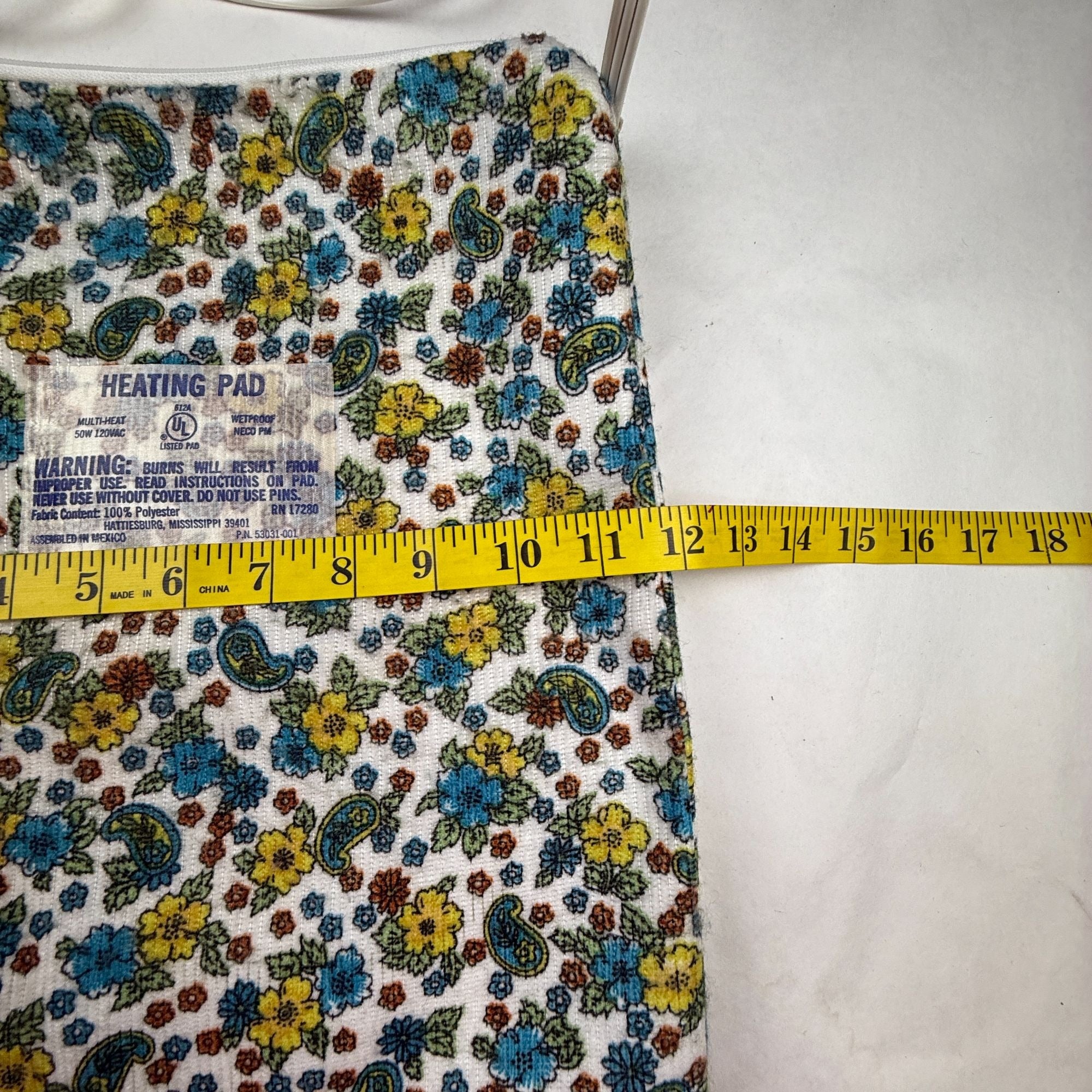 Vintage Therma Dial Heating Pad Blue & Yellow Floral Paisley Design