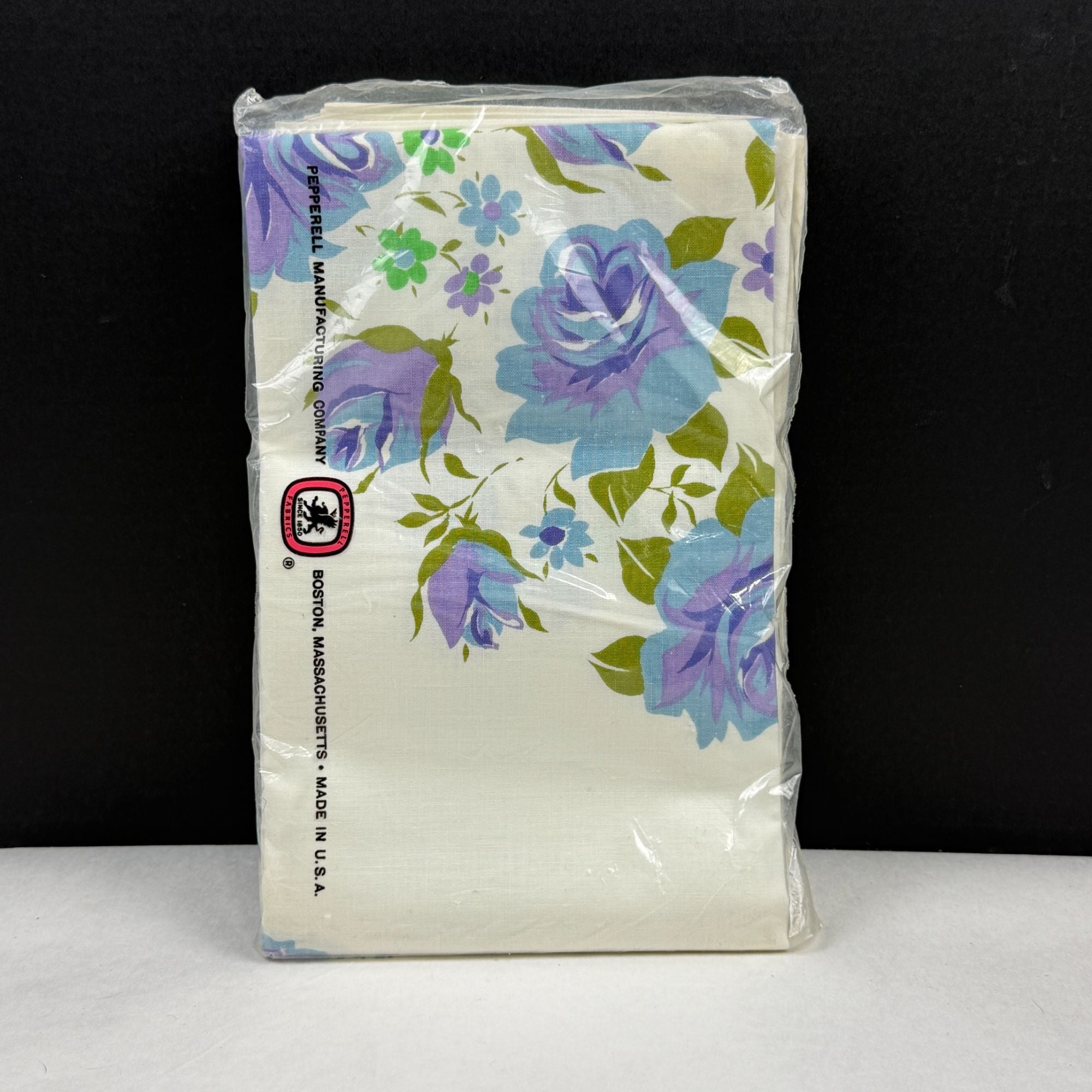 Vintage Pepperell Red Label Fine Muslin Pillowcases Blue Green Floral NEW