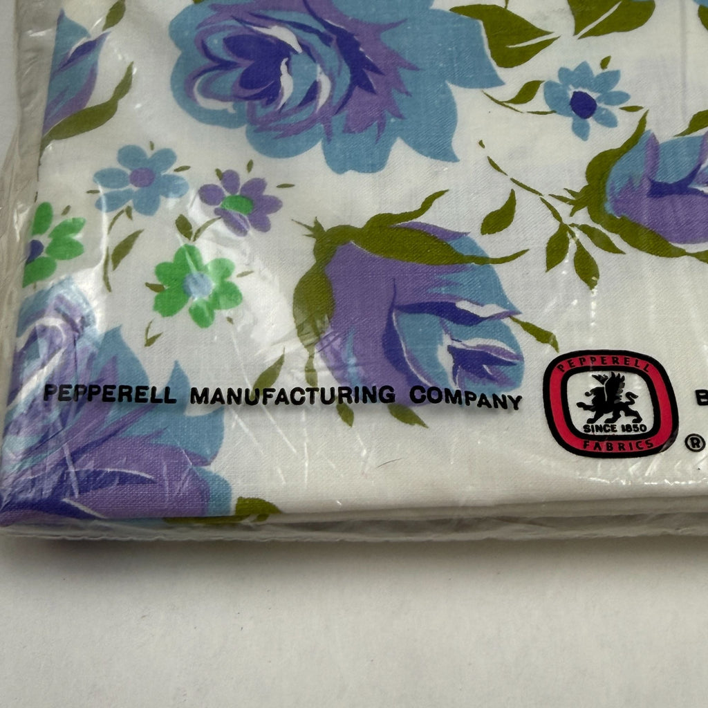 Vintage Pepperell Red Label Fine Muslin Pillowcases Blue Green Floral NEW