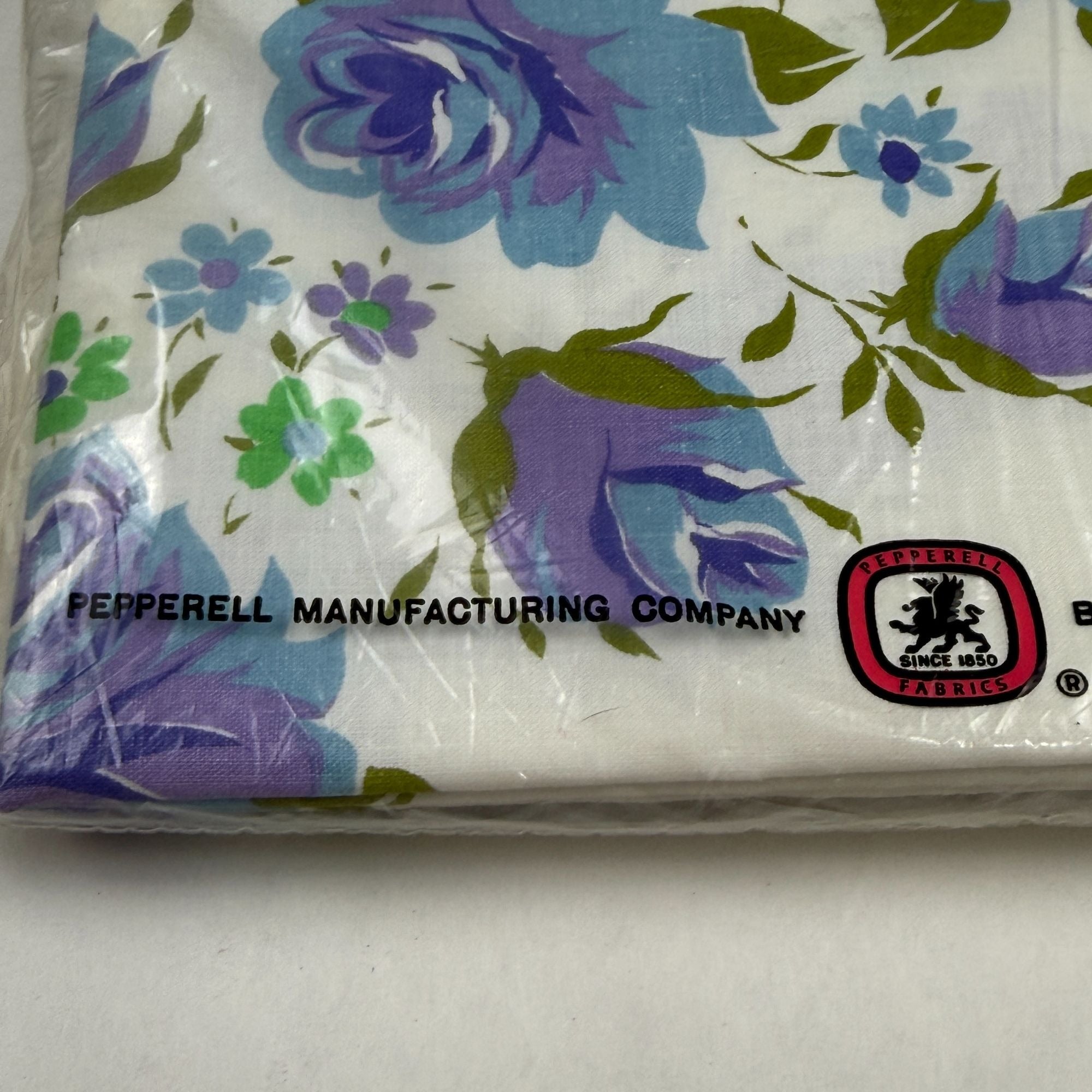 Vintage Pepperell Red Label Fine Muslin Pillowcases Blue Green Floral NEW