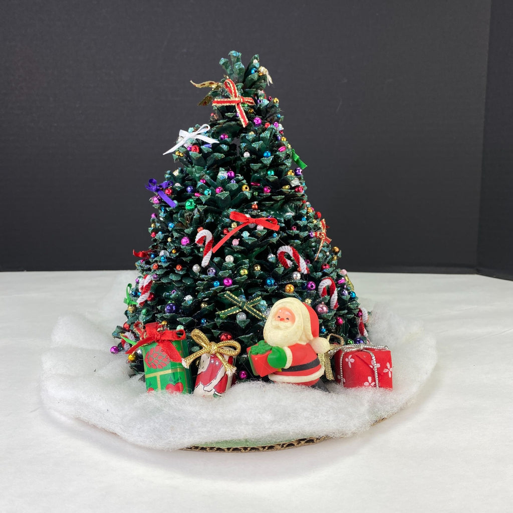 Vintage Handmade Pinecone Tabletop Christmas Tree