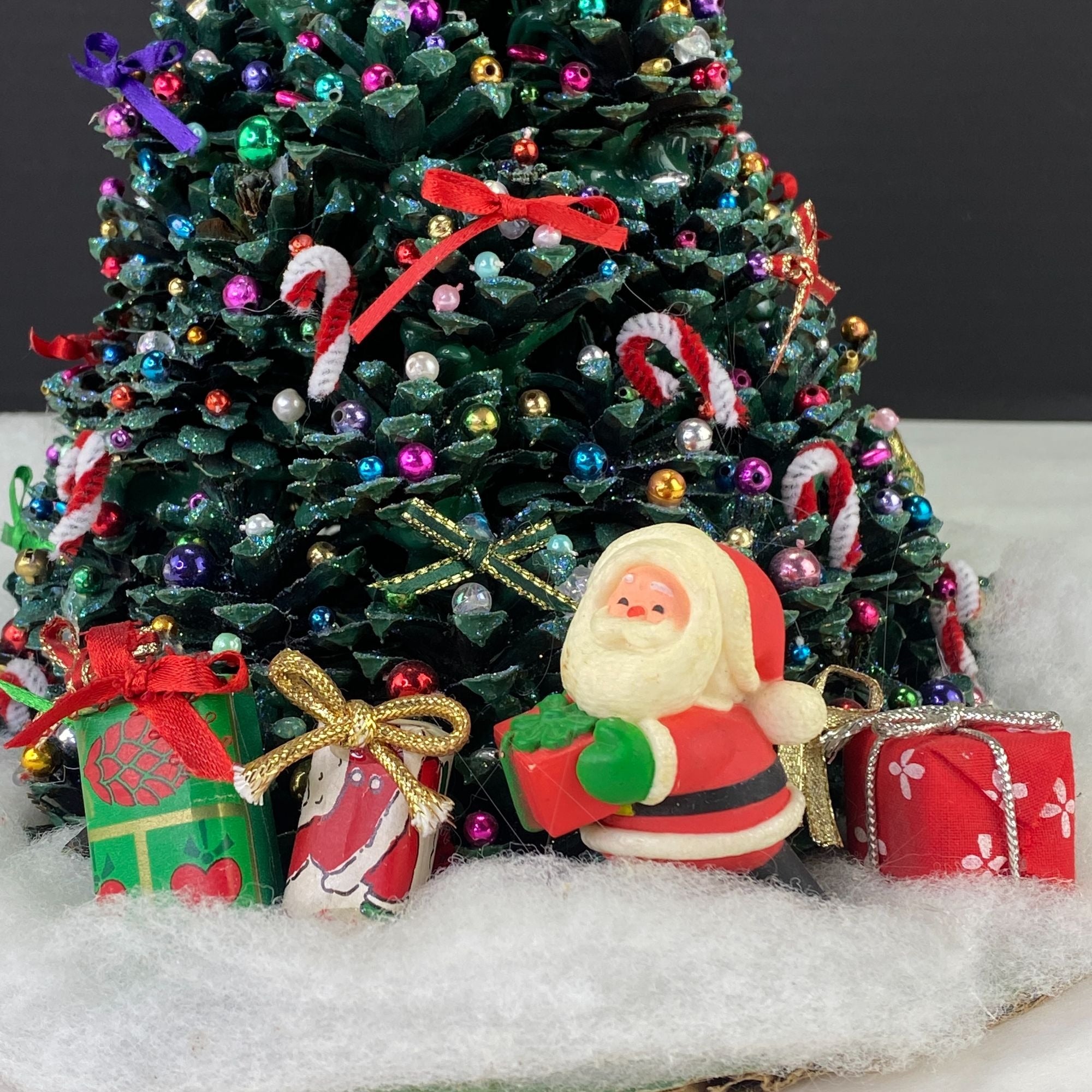 Vintage Handmade Pinecone Tabletop Christmas Tree