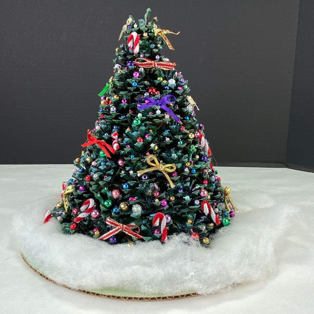 Vintage Handmade Pinecone Tabletop Christmas Tree