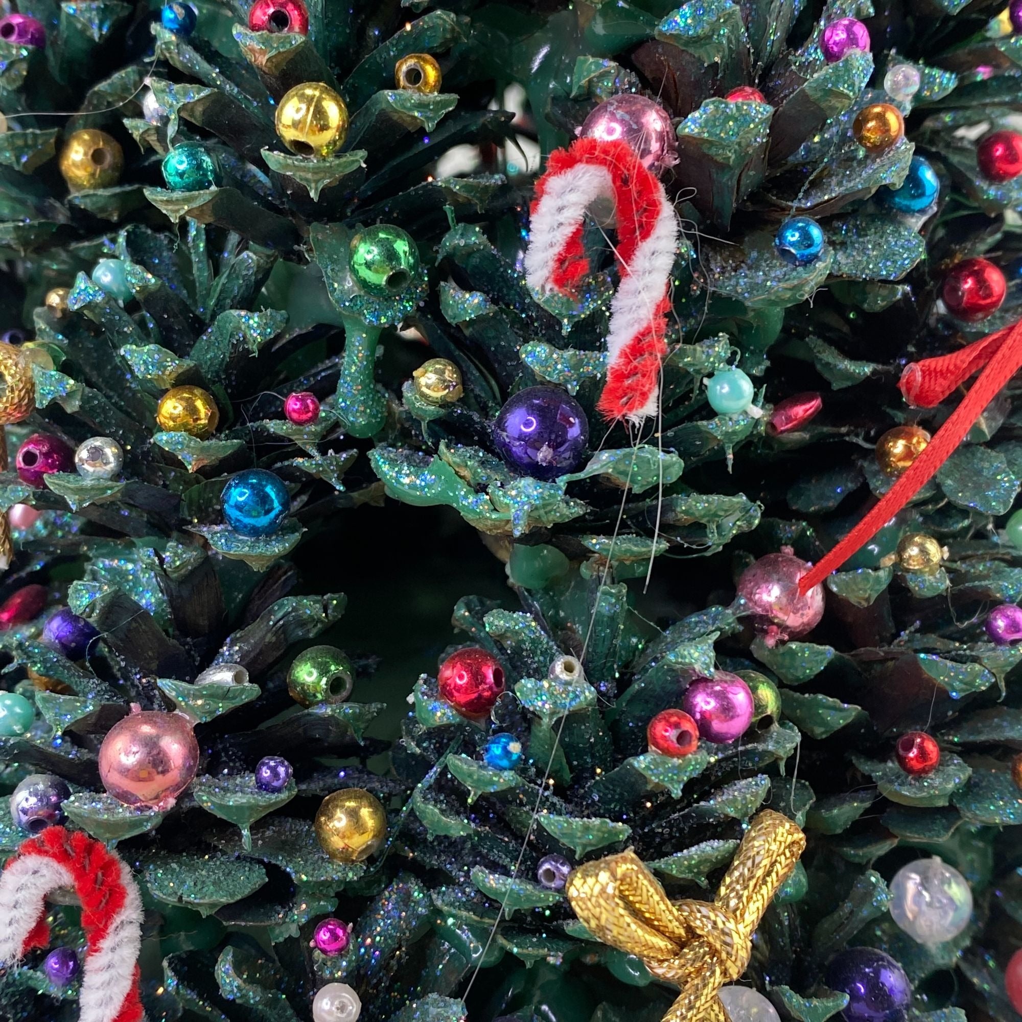 Vintage Handmade Pinecone Tabletop Christmas Tree