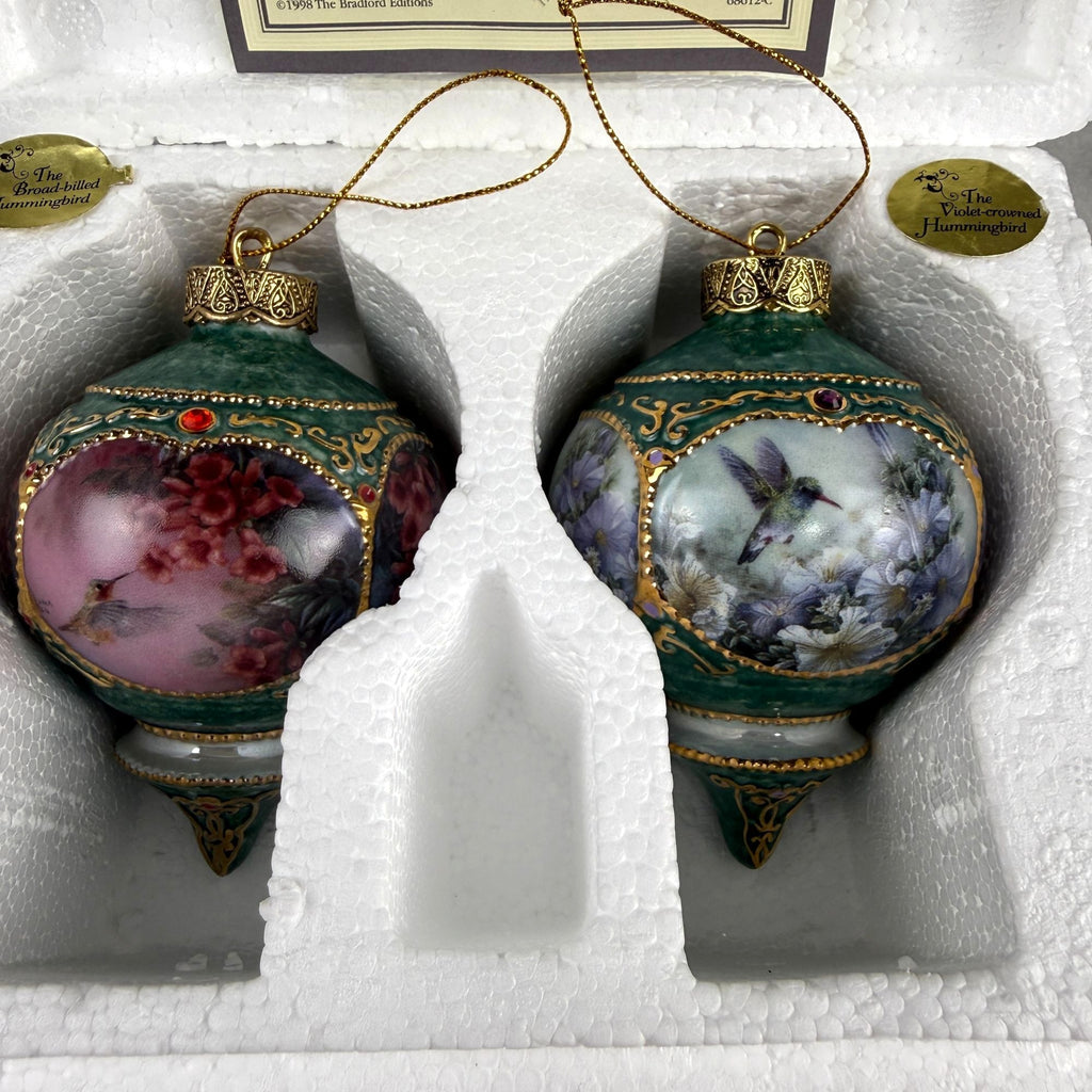 Vintage Lena Liu's Treasury Of Jeweled Hummingbirds Porcelain Ornament Set