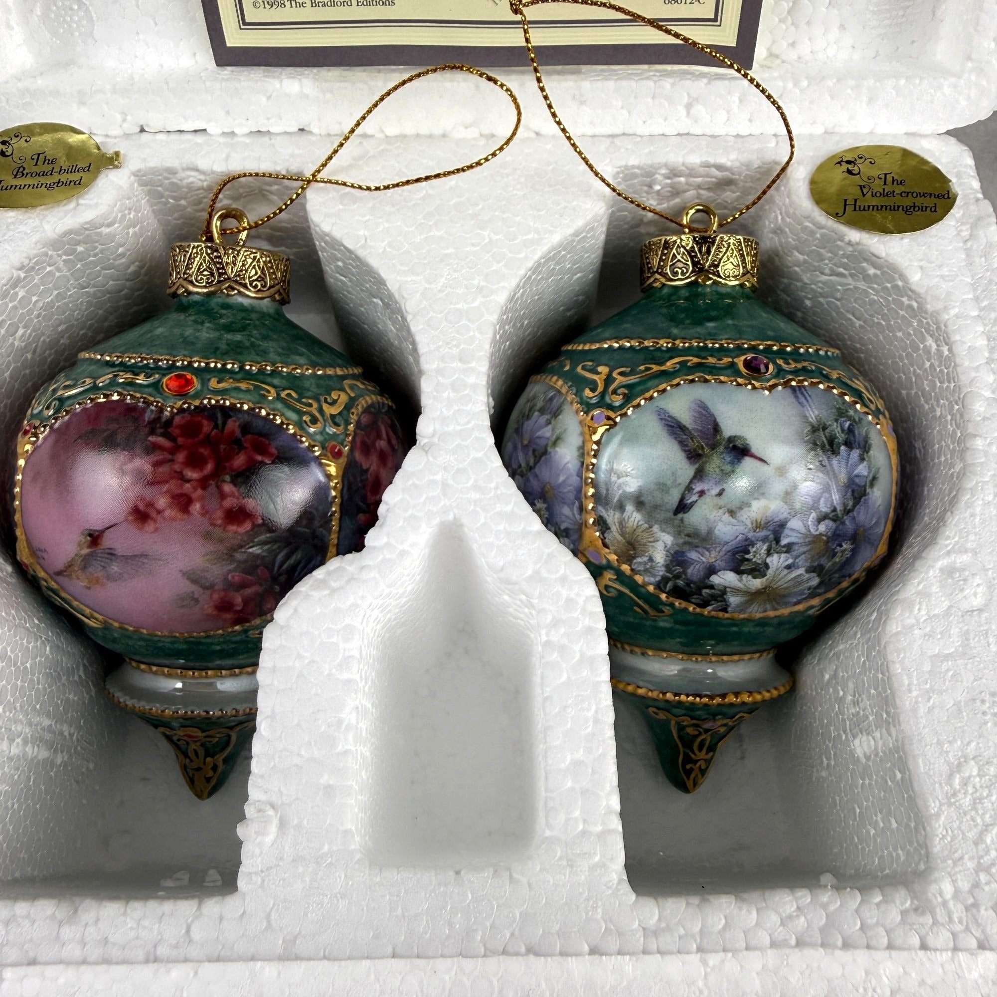 Vintage Lena Liu's Treasury Of Jeweled Hummingbirds Porcelain Ornament Set