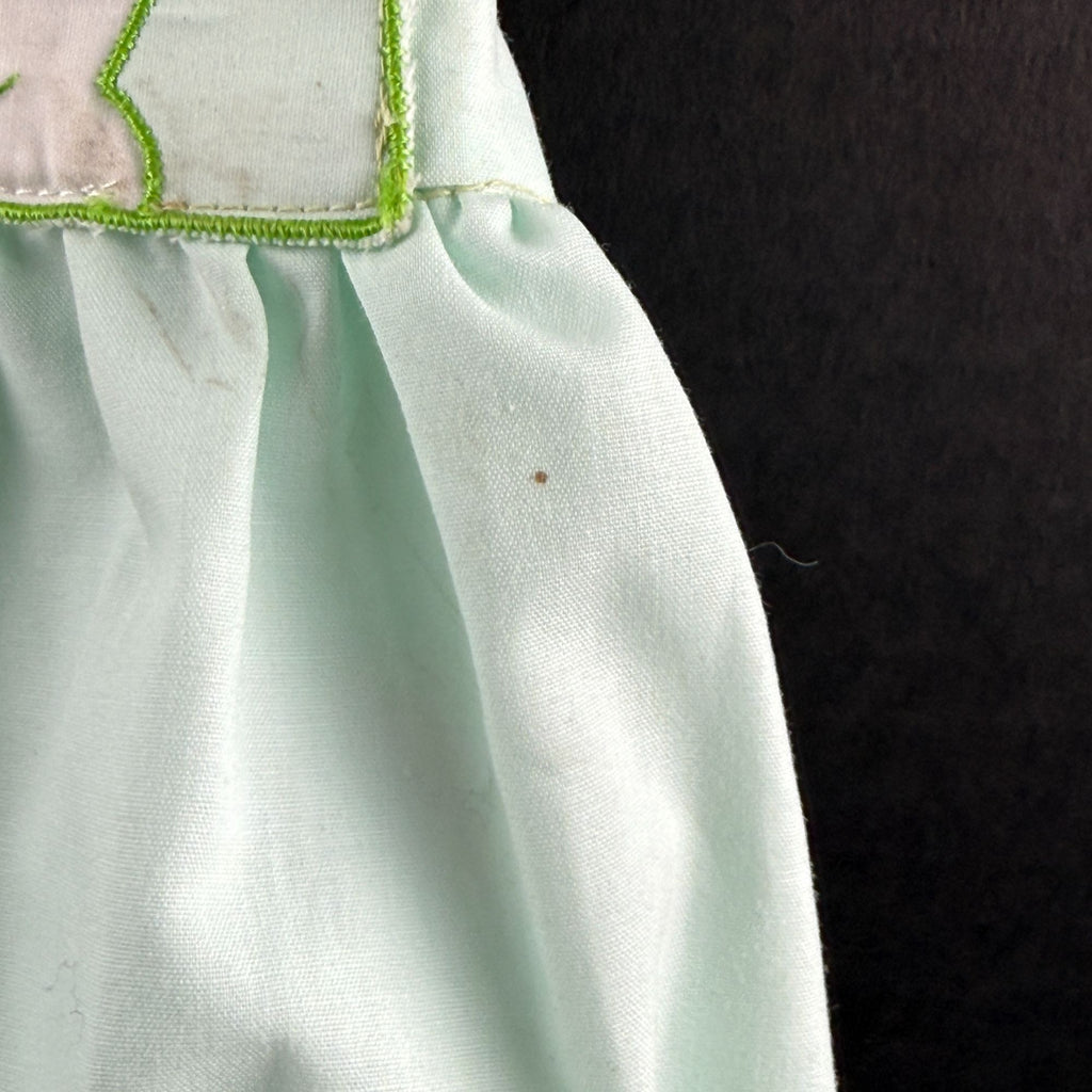Vintage Little Set Green Baby Romper With Duck Embroidery & Bib Overall NWT