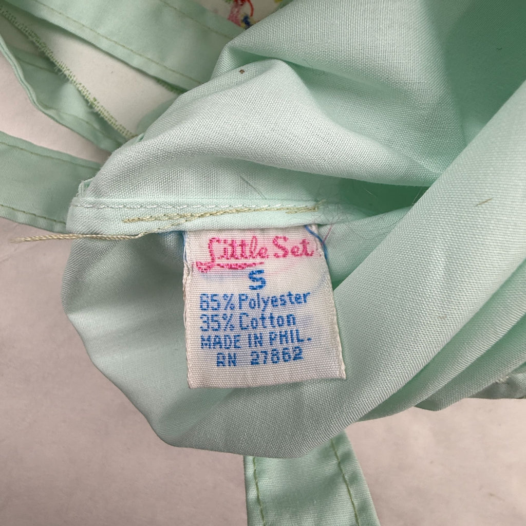 Vintage Little Set Green Baby Romper With Duck Embroidery & Bib Overall NWT