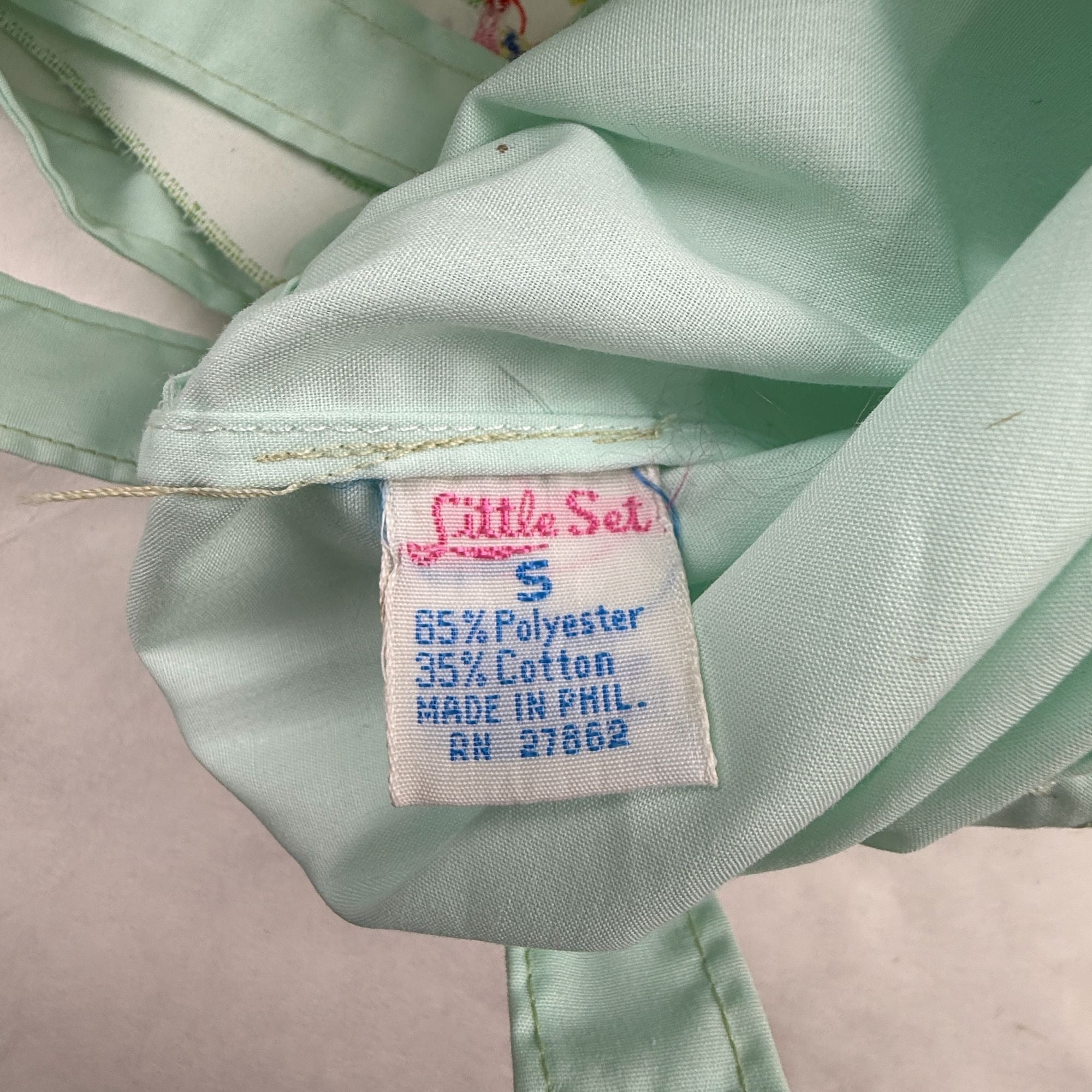 Vintage Little Set Green Baby Romper With Duck Embroidery & Bib Overall NWT