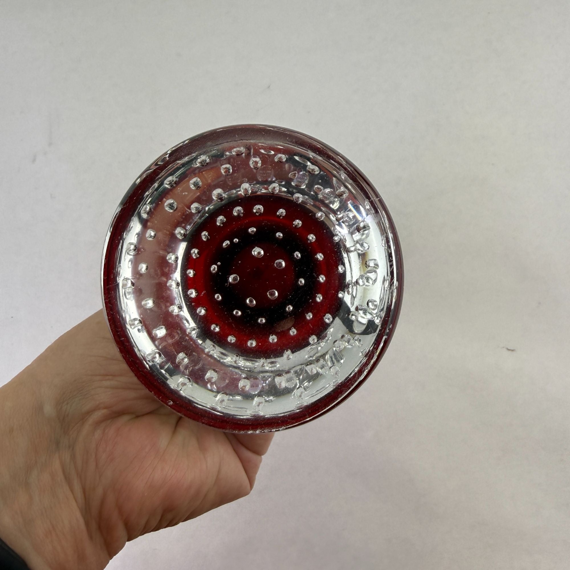 Vintage Aseda Glasbruk Red & Clear Art Glass Vase With Controlled Bubbles
