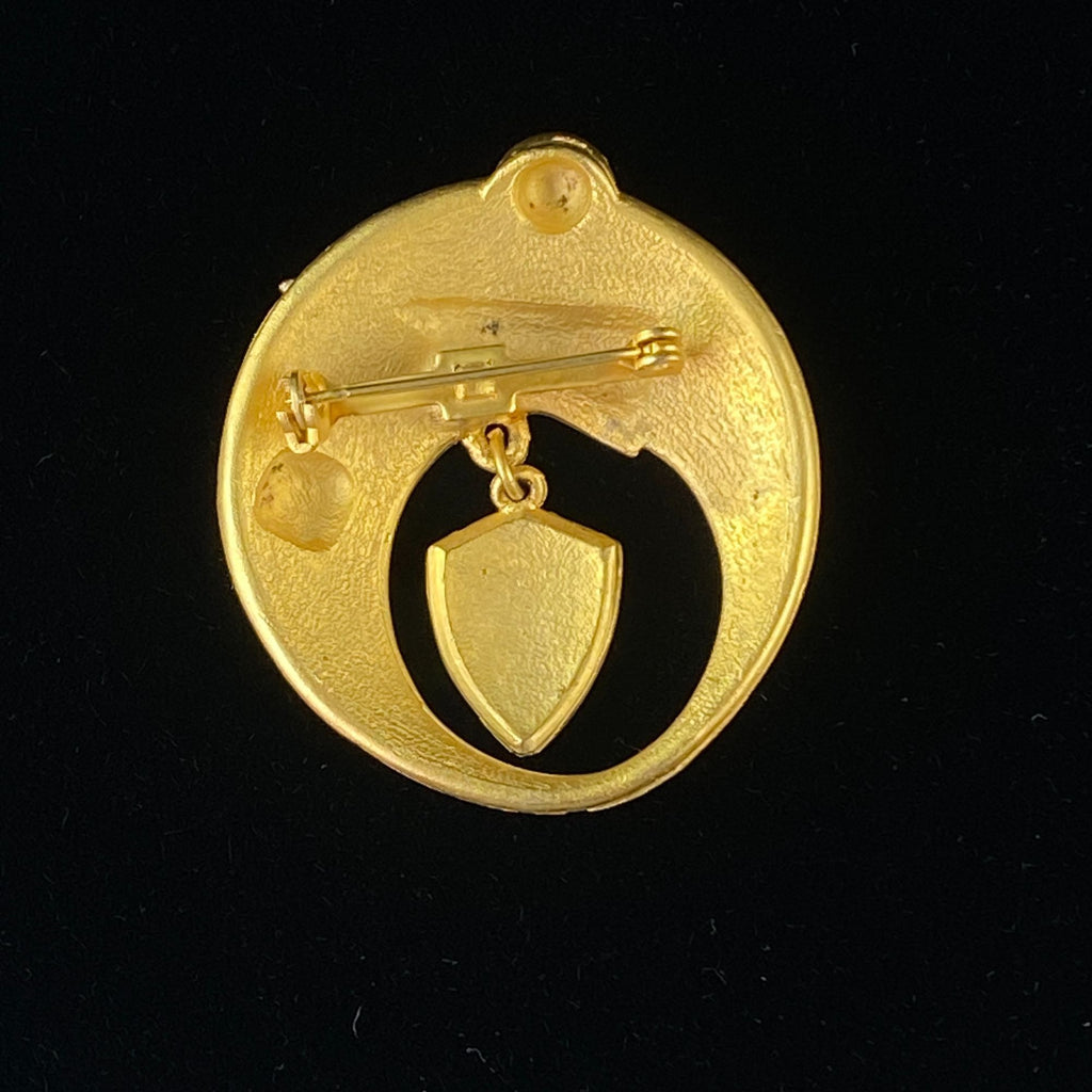 Vintage Art Deco Enamel Pendant Brooch Pin Geometric Design