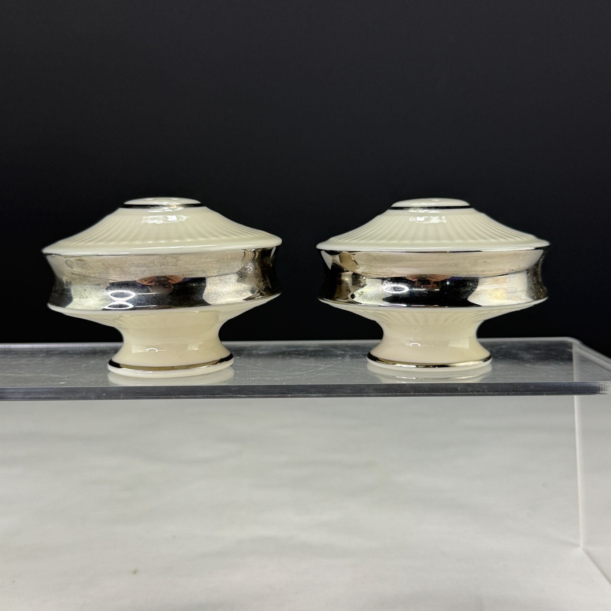 Vintage Lenox Celestial Platinum Salt and Pepper Shaker Set