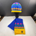 Vintage Hansen Knit Beanie and Scarf Set Floral Design