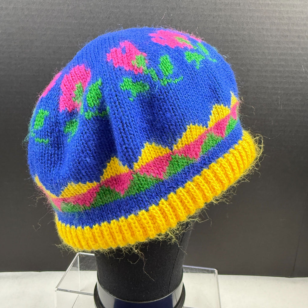 Vintage Hansen Knit Beanie and Scarf Set Floral Design